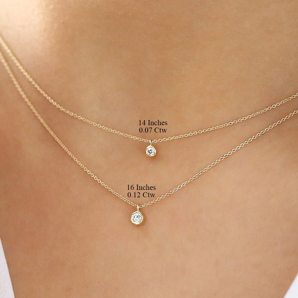 OBFJ1638 - Diamond Solitaire on a Bail necklace in selectable metal and diamond options - Roselle Jewelry view 3