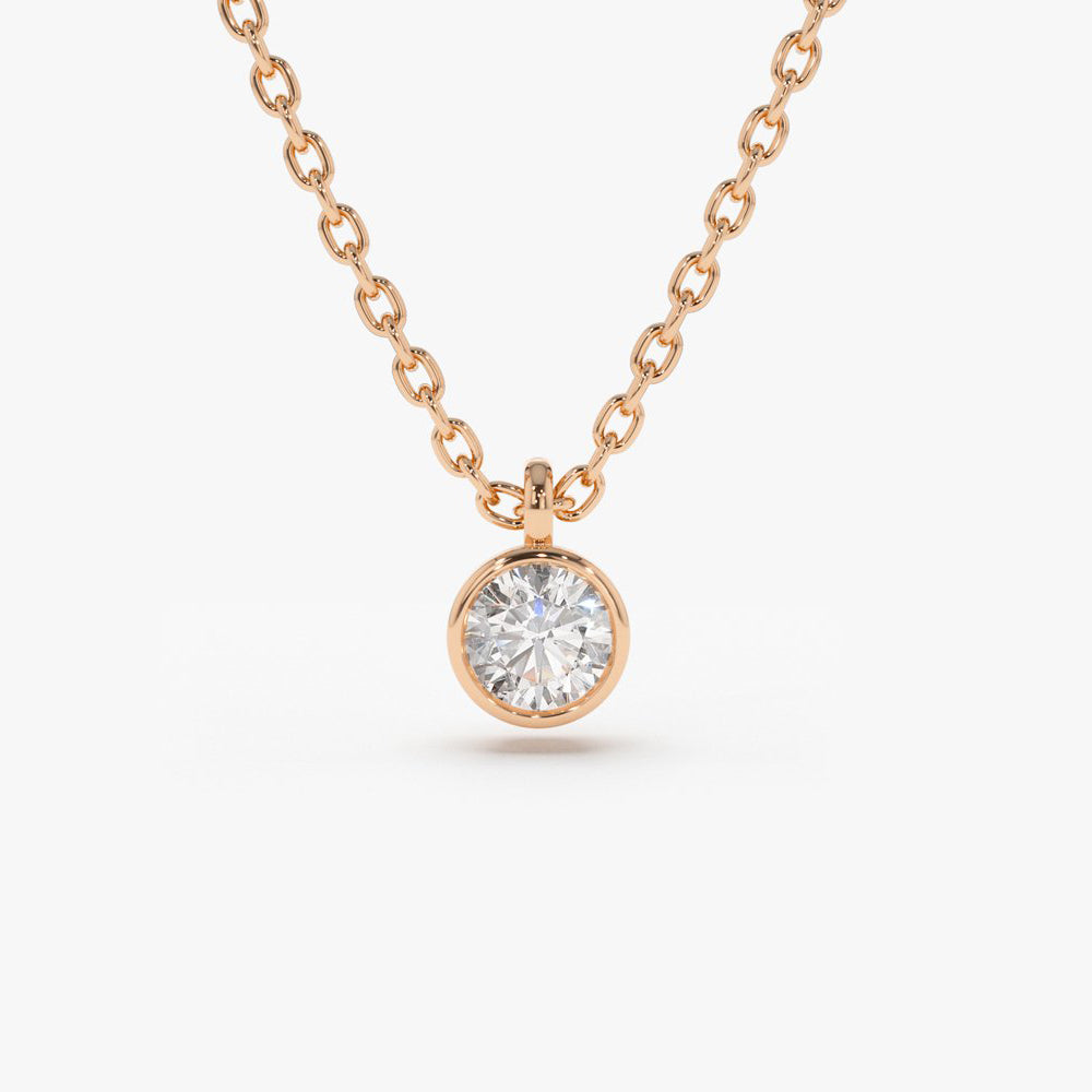 OBFJ0203 - 14K Rose Gold Diamond Solitaire on a Bail 1