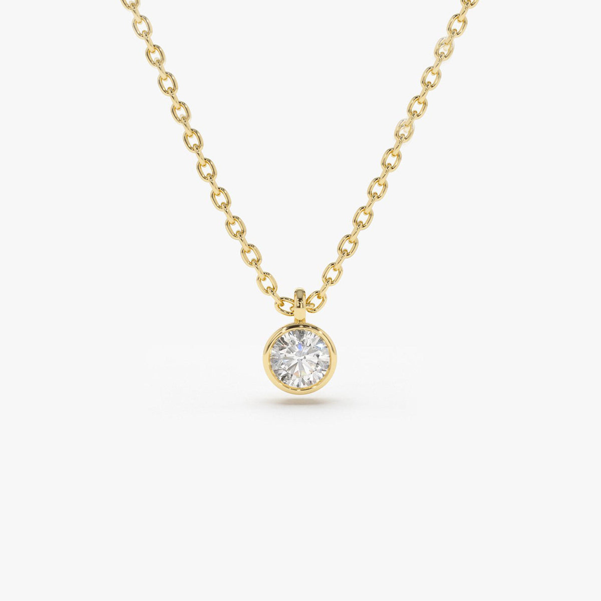 OBFJ2045 - 0.20-0.50 ctw Diamond Solitaire on a Bail necklace in selectable metal and diamond options - Roselle Jewelry view 1