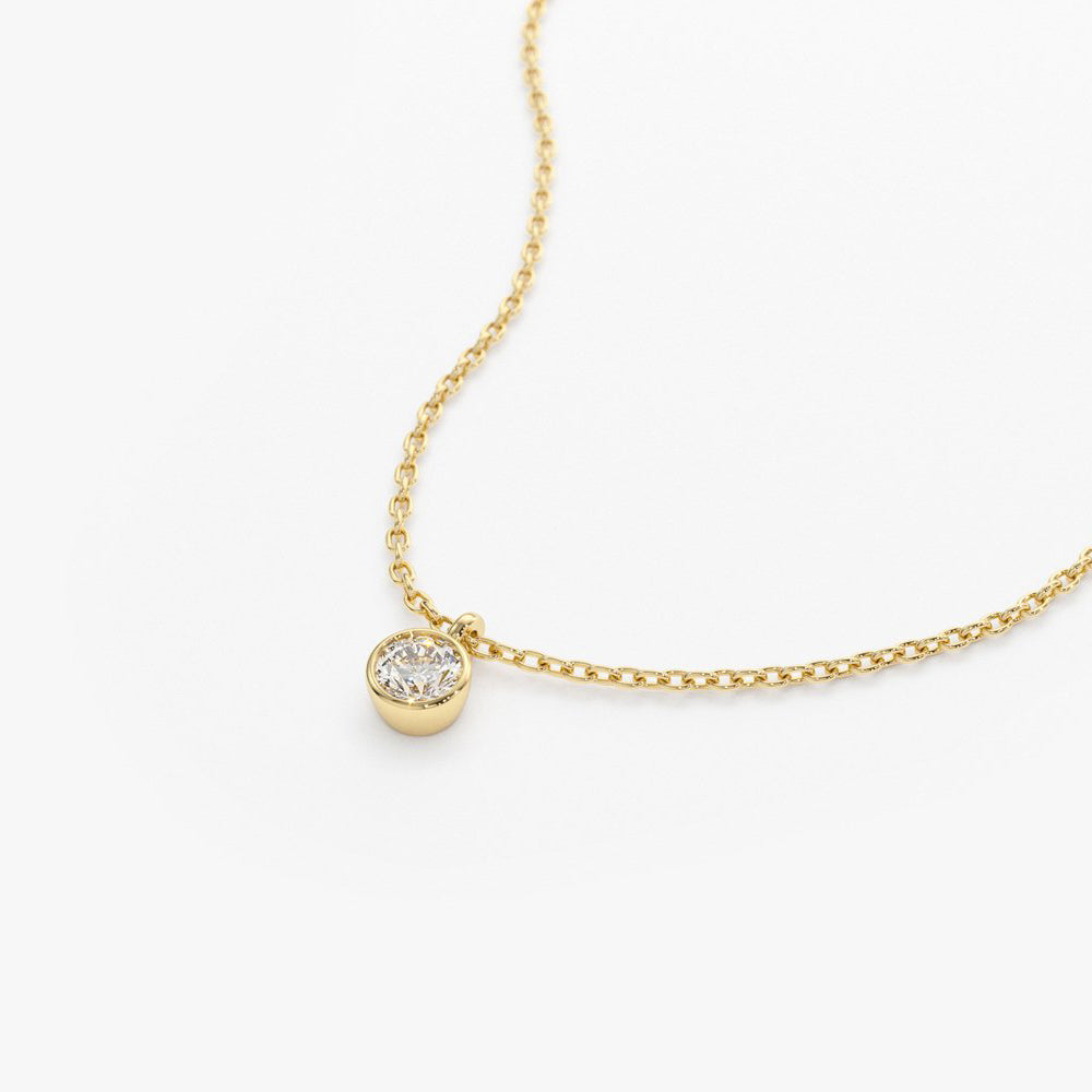 OBFJ1638 - Diamond Solitaire on a Bail necklace in selectable metal and diamond options - Roselle Jewelry view 9