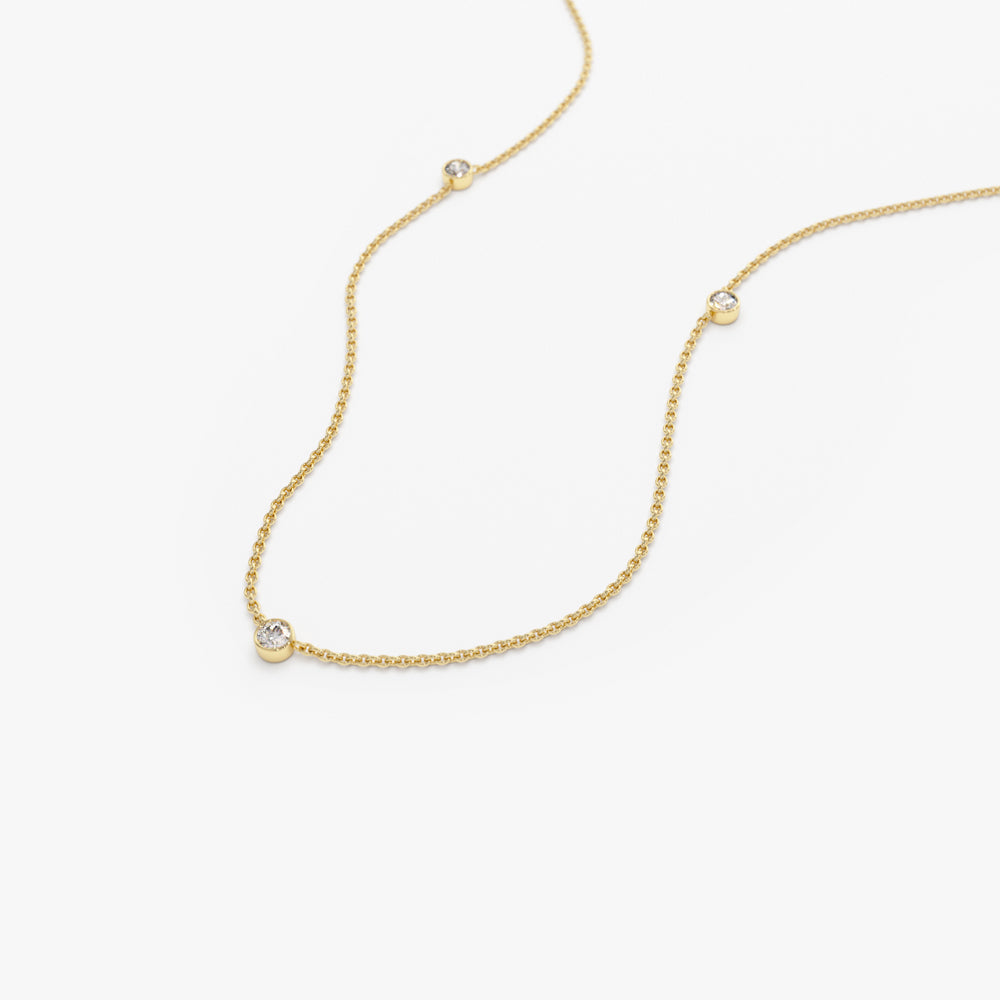 OBFJ1739 - 14k Bezel Setting Diamond by the Yard Necklace 6