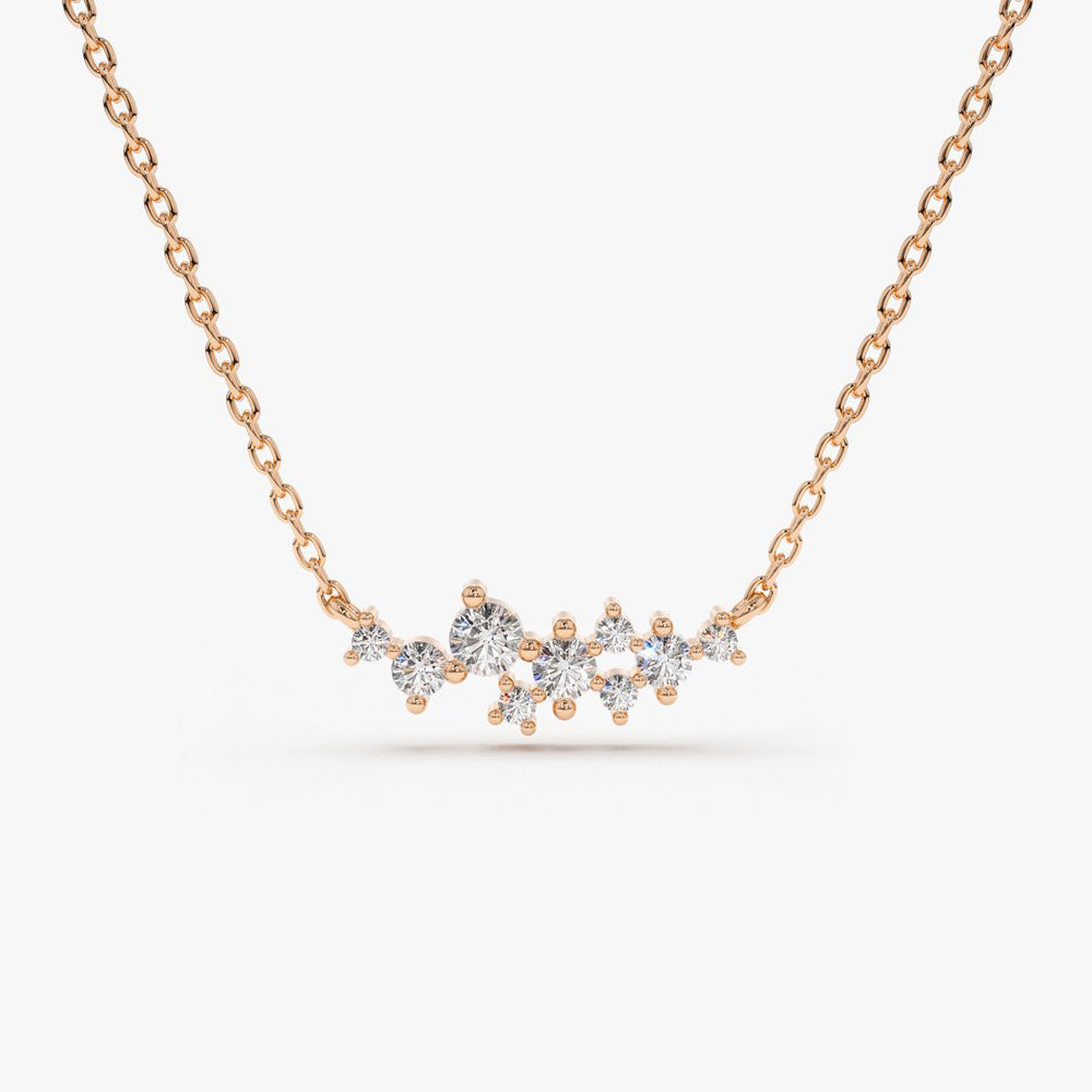 OBFJ1645 - Nine Diamond Cluster Necklace necklace in selectable metal and diamond options - Roselle Jewelry view 6