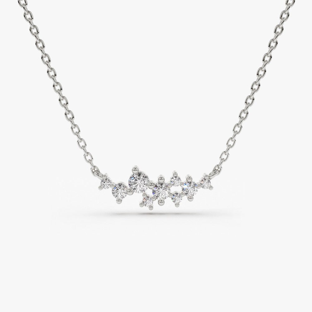 OBFJ1645 - Nine Diamond Cluster Necklace necklace in selectable metal and diamond options - Roselle Jewelry view 7