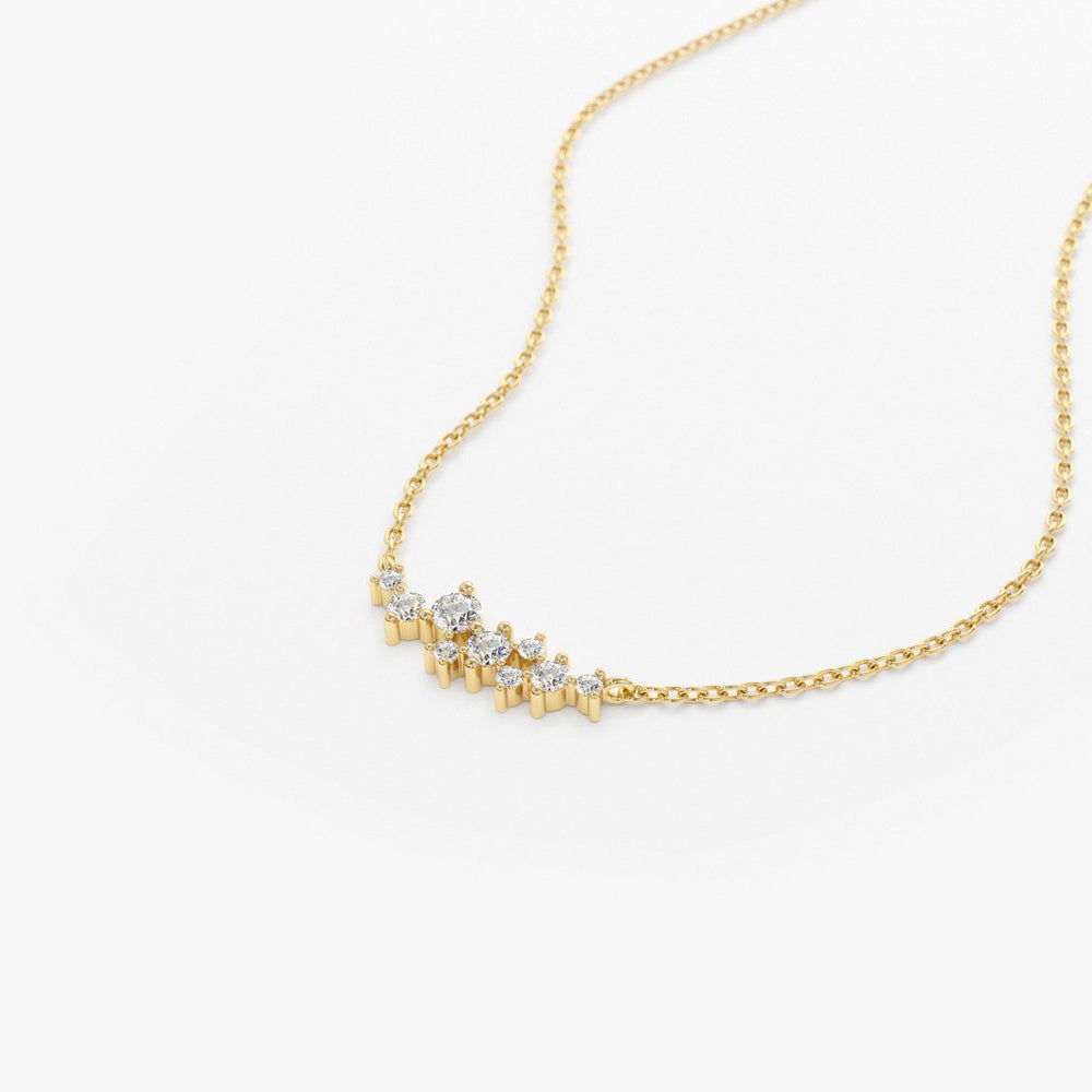OBFJ1645 - Nine Diamond Cluster Necklace necklace in selectable metal and diamond options - Roselle Jewelry view 8