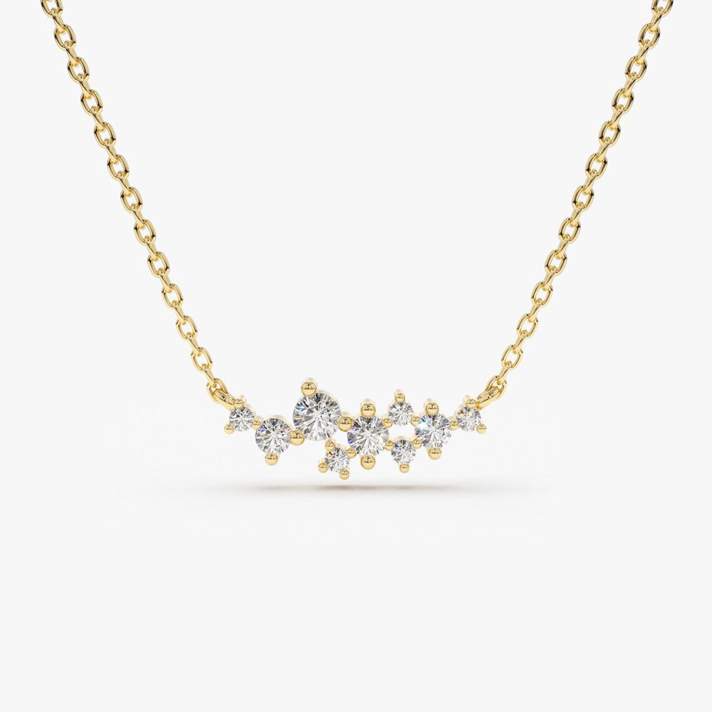 OBFJ1645 - Nine Diamond Cluster Necklace necklace in selectable metal and diamond options - Roselle Jewelry view 1