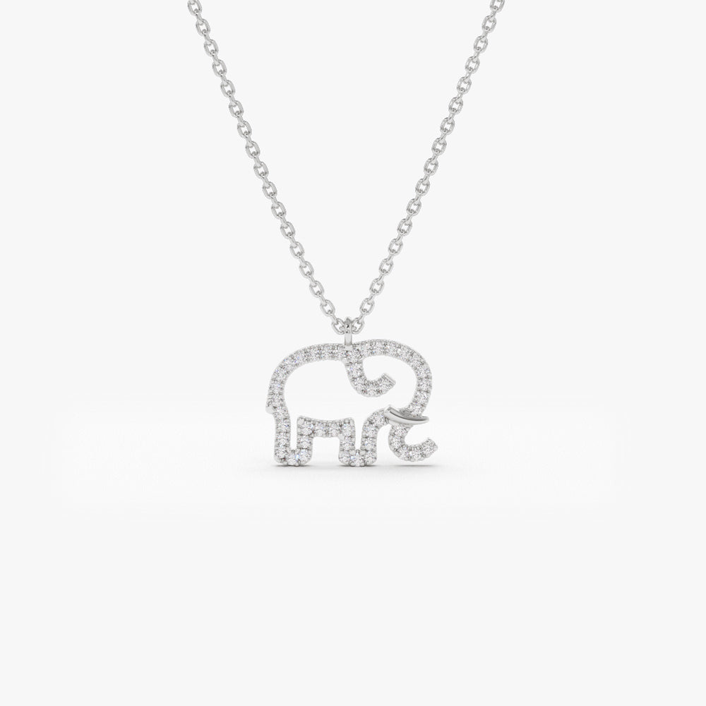 OBFJ1685 - 14K Gold Diamond Elephant Charm Necklace 5