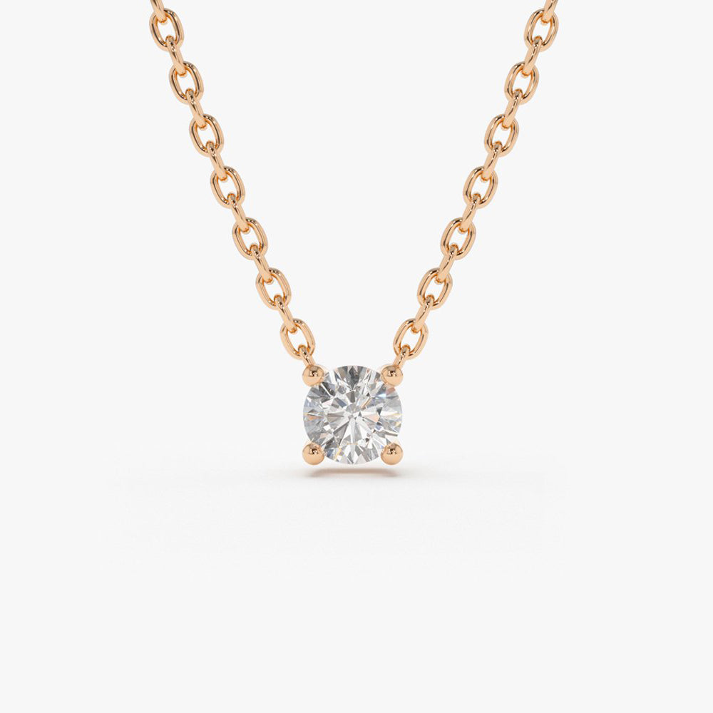 OBFJ2047 - 0.20-0.50 ctw Prong Setting Diamond Solitaire Necklace necklace in selectable metal and diamond options - Roselle Jewelry view 6