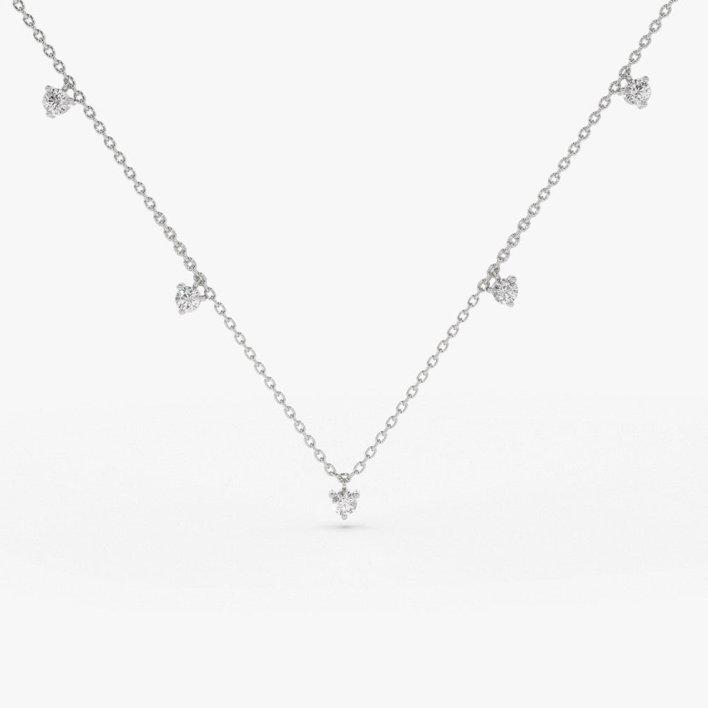 OBFJ1930 - Dangling Diamond Solitaire Necklace necklace in selectable metal and diamond options - Roselle Jewelry view 6