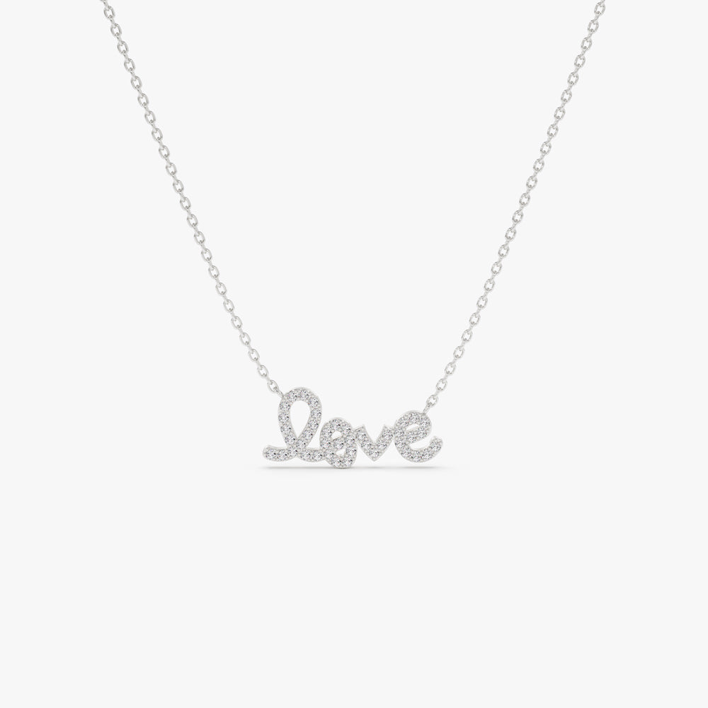 OBFJ2158 - Diamond Love Necklace necklace in selectable metal and diamond options - Roselle Jewelry view 8