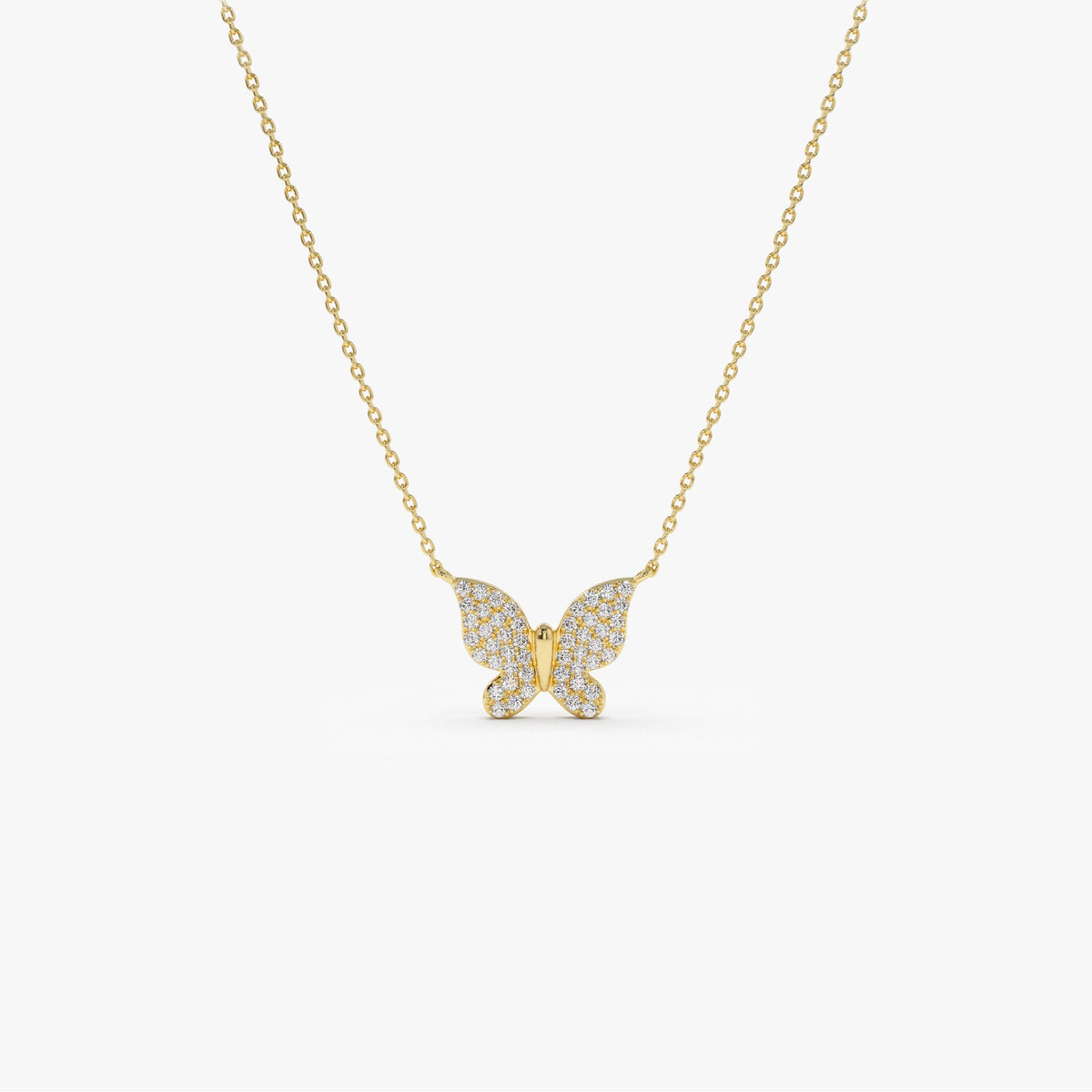 OBFJ2264 - Pave Diamond Butterfly Pendant Necklace necklace in selectable metal and diamond options - Roselle Jewelry view 10