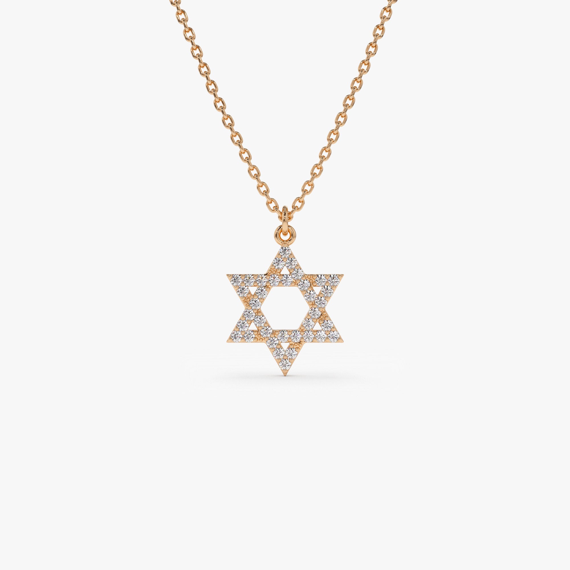OBFJ1372 - 14k Star of David Round Diamond Necklace 4