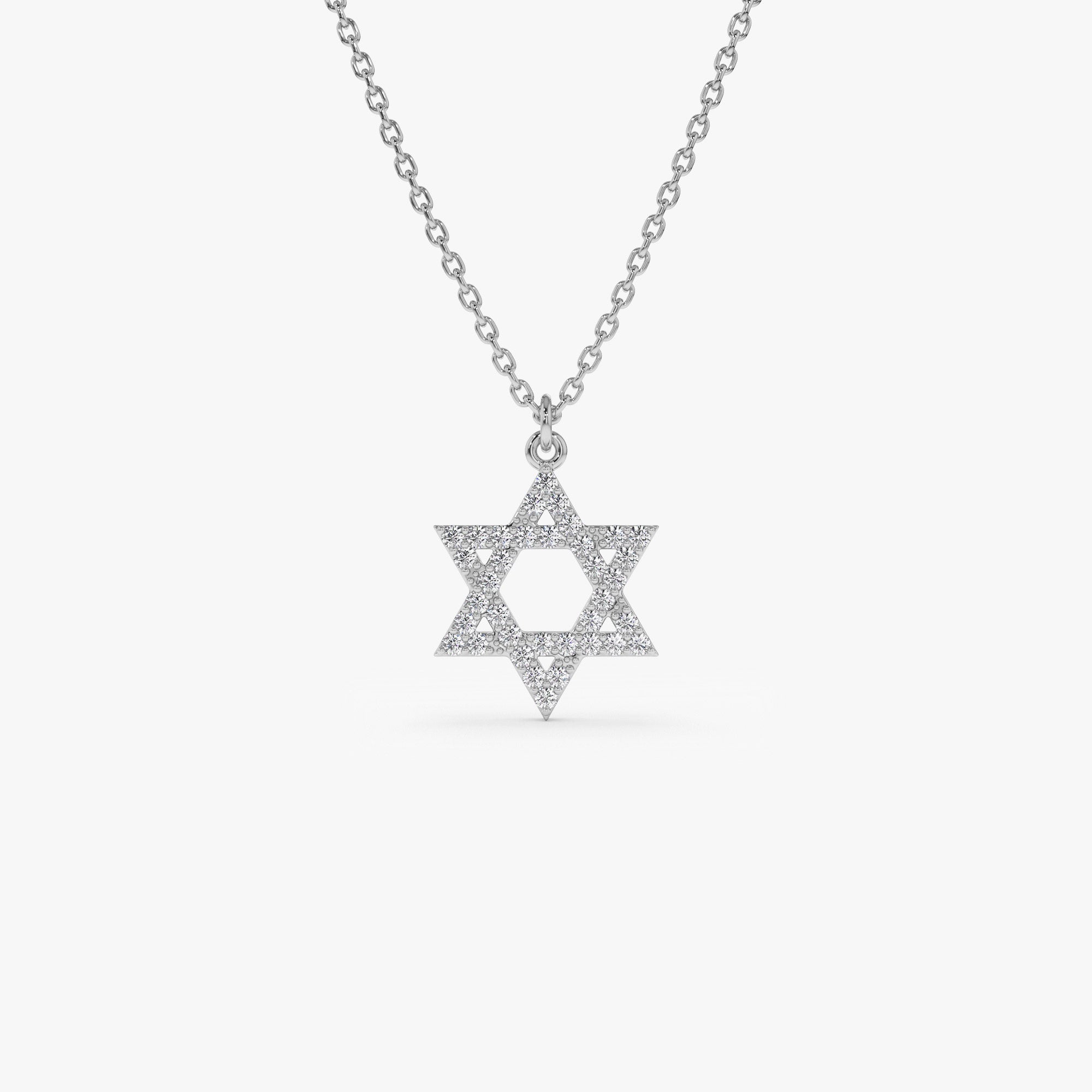 OBFJ1372 - 14k Star of David Round Diamond Necklace 5
