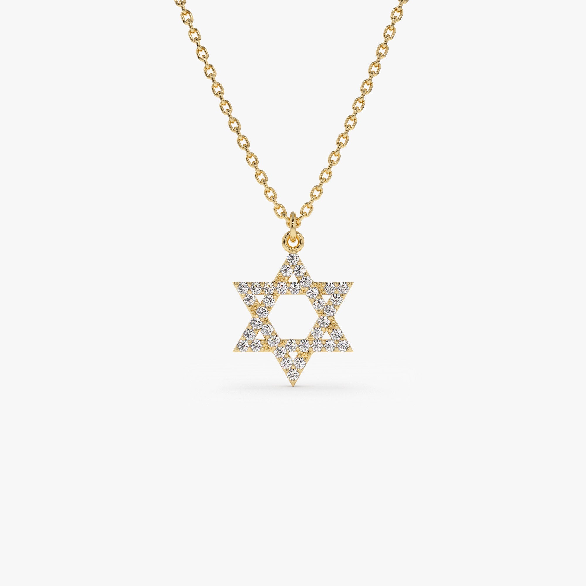 OBFJ1372 - 14k Star of David Round Diamond Necklace 1