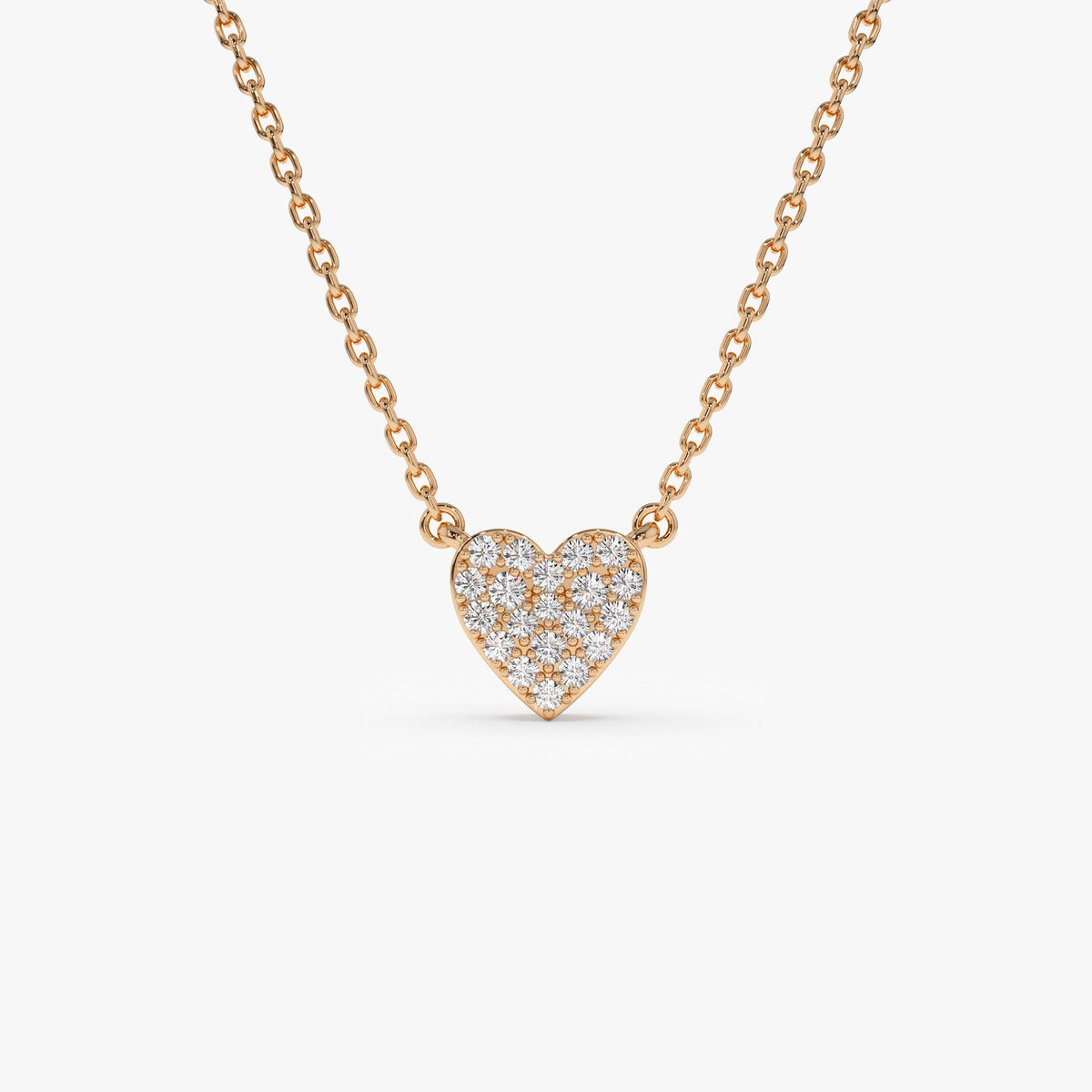 OBFJ1315 - Mini Heart Diamond Necklace necklace in selectable metal and diamond options - Roselle Jewelry view 7
