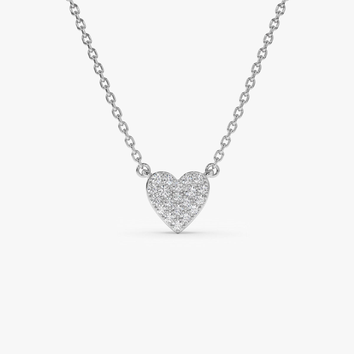 OBFJ1315 - Mini Heart Diamond Necklace necklace in selectable metal and diamond options - Roselle Jewelry view 8