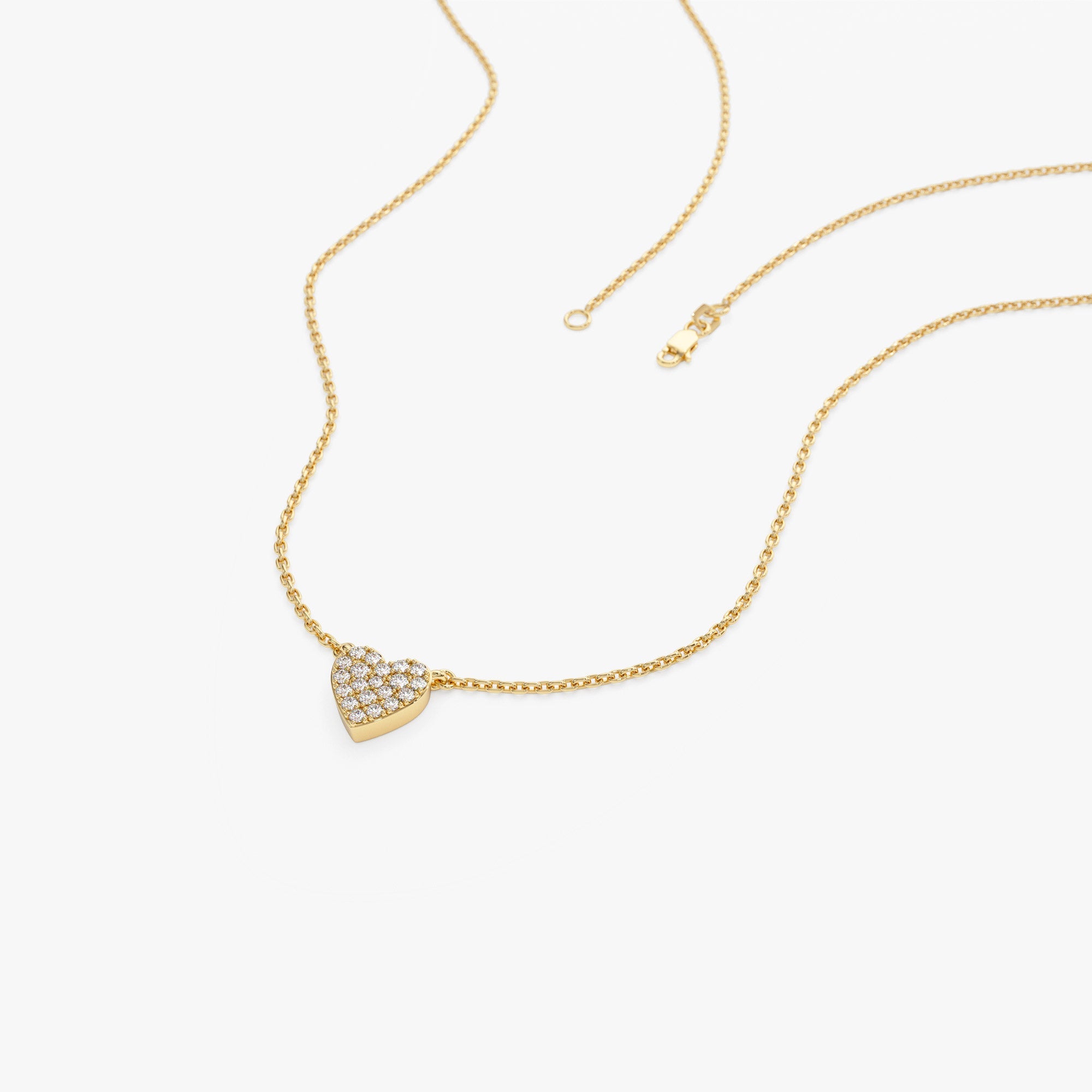OBFJ1315 - Mini Heart Diamond Necklace necklace in selectable metal and diamond options - Roselle Jewelry view 9