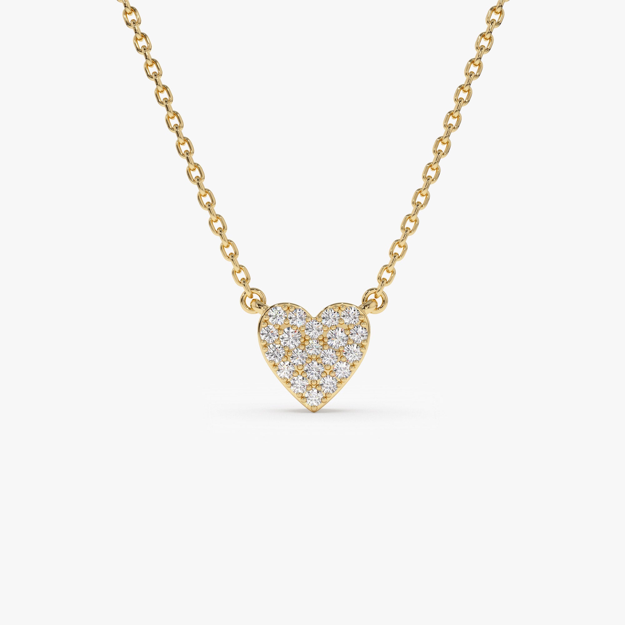 OBFJ1315 - Mini Heart Diamond Necklace necklace in selectable metal and diamond options - Roselle Jewelry view 1
