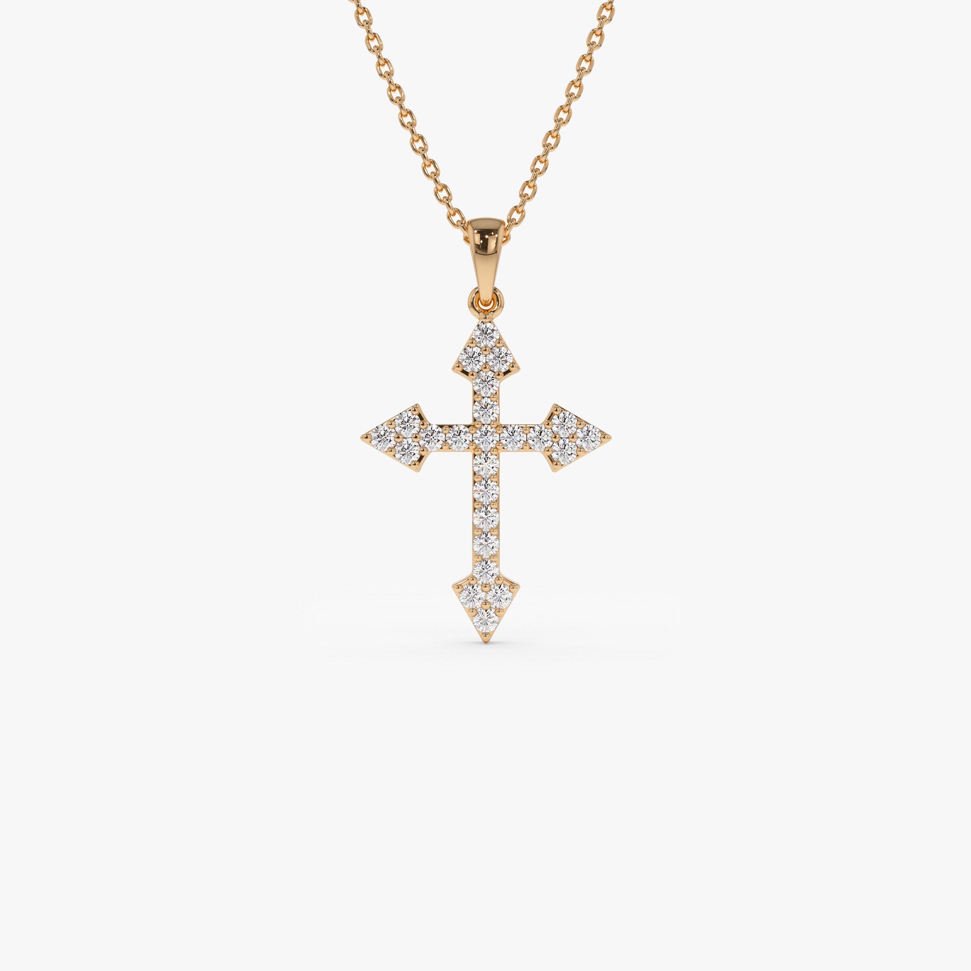 OBFJ1334 - Diamond Cross Charm 0.45 ctw necklace in selectable metal and diamond options - Roselle Jewelry view 6