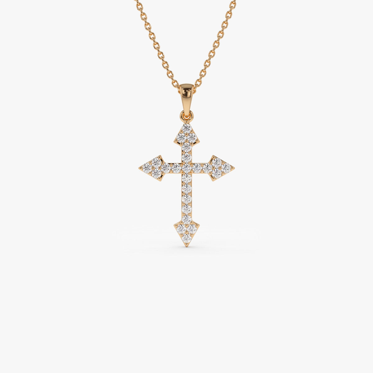 OBFJ1334 - Diamond Cross Charm 0.45 ctw necklace in selectable metal and diamond options - Roselle Jewelry view 6