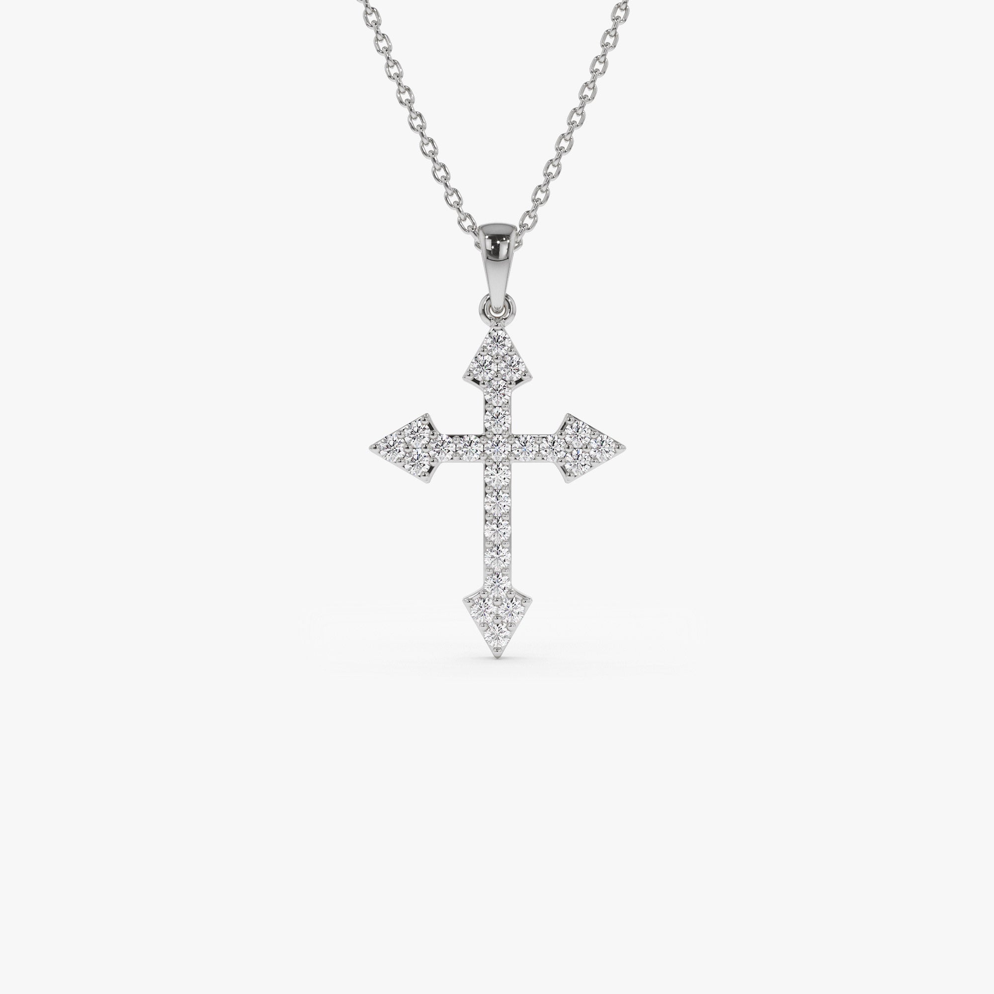 OBFJ1334 - Diamond Cross Charm 0.45 ctw necklace in selectable metal and diamond options - Roselle Jewelry view 7