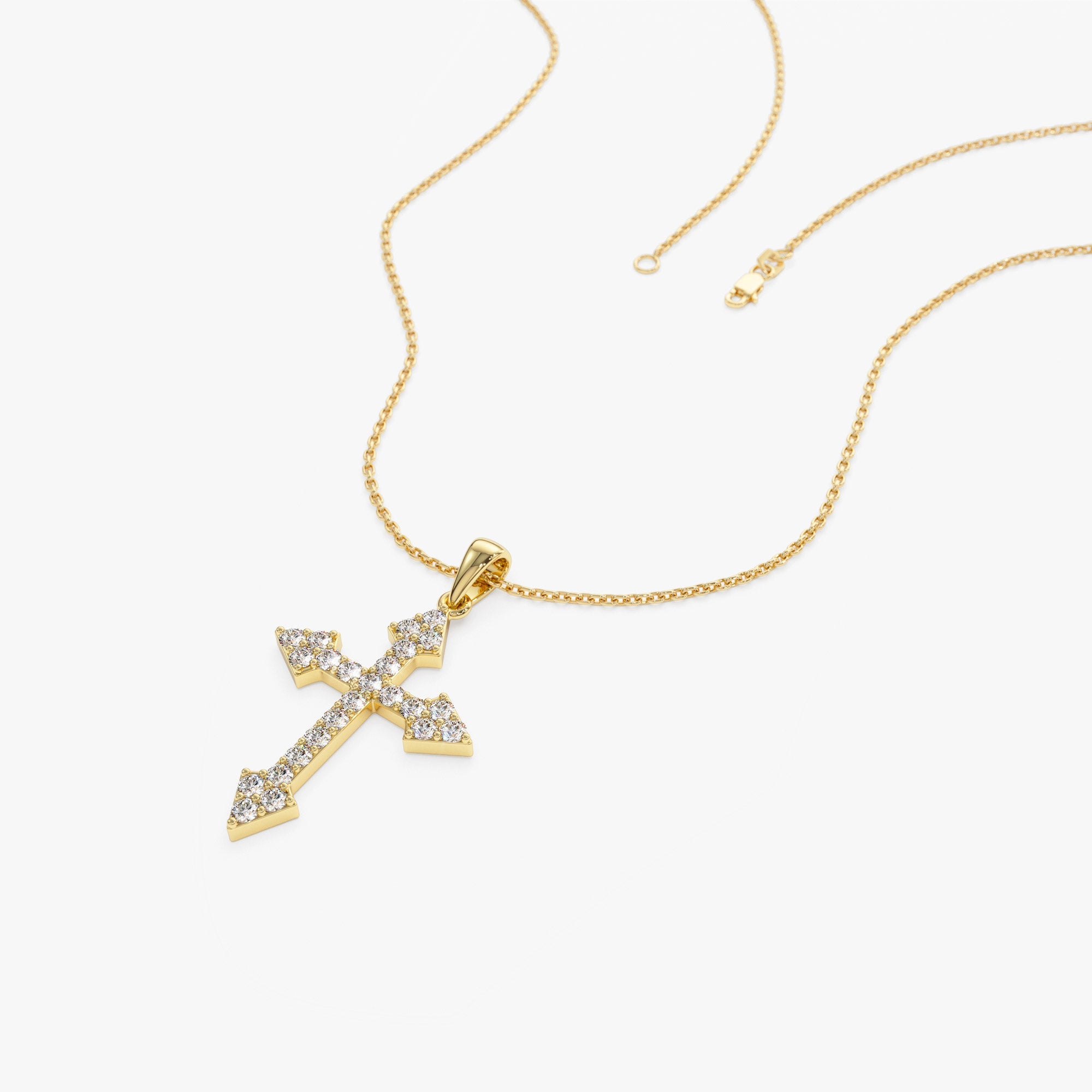 OBFJ1334 - Diamond Cross Charm 0.45 ctw necklace in selectable metal and diamond options - Roselle Jewelry view 8