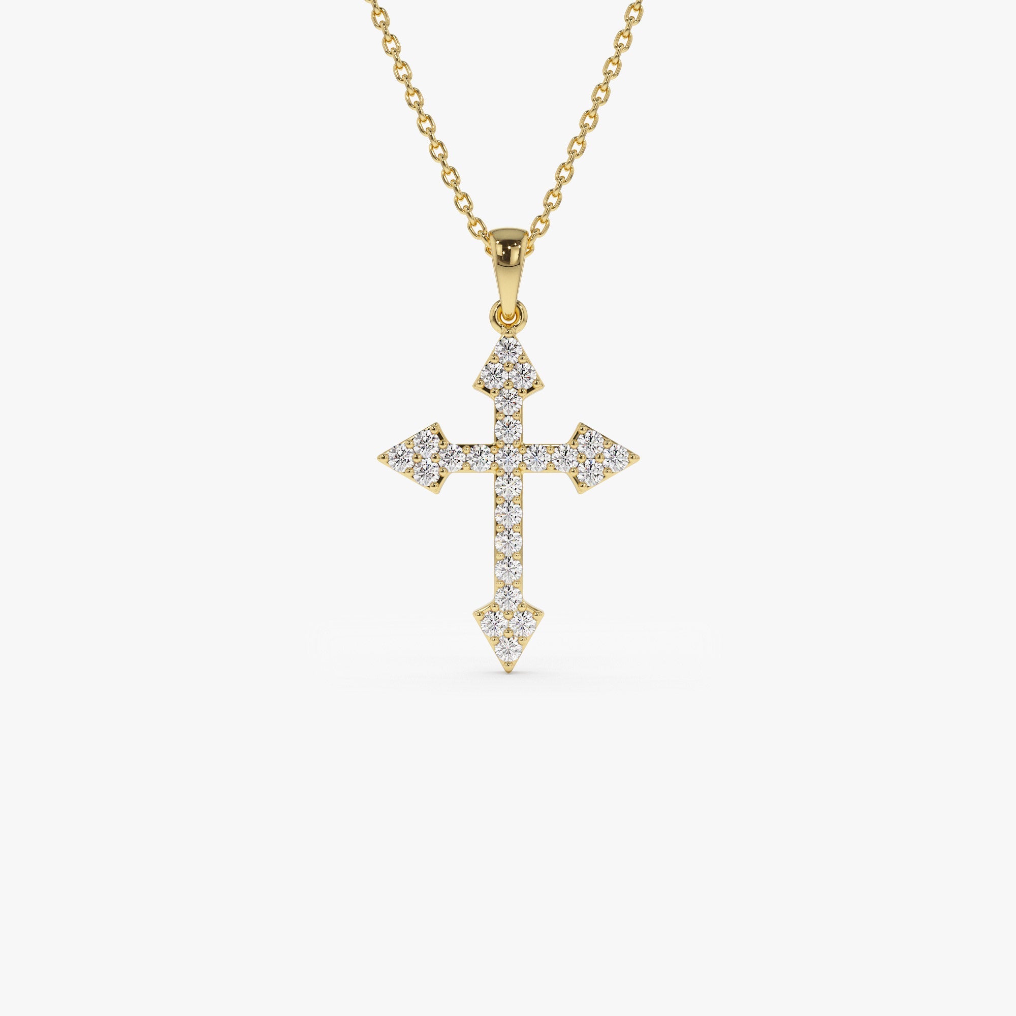 OBFJ1334 - Diamond Cross Charm 0.45 ctw necklace in selectable metal and diamond options - Roselle Jewelry view 1