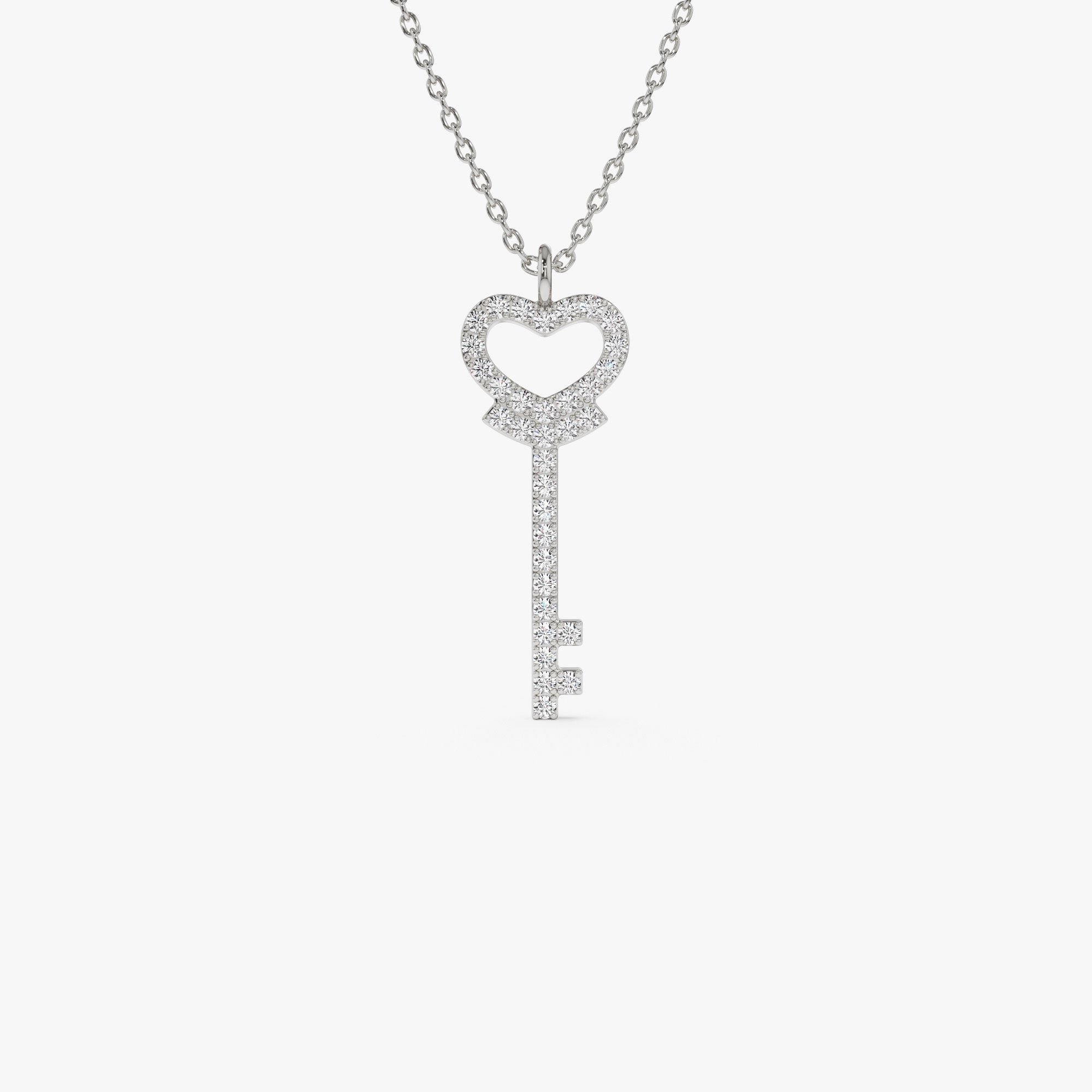 OBFJ1108 - 14k Diamond Heart-Key Pendant Necklace 6