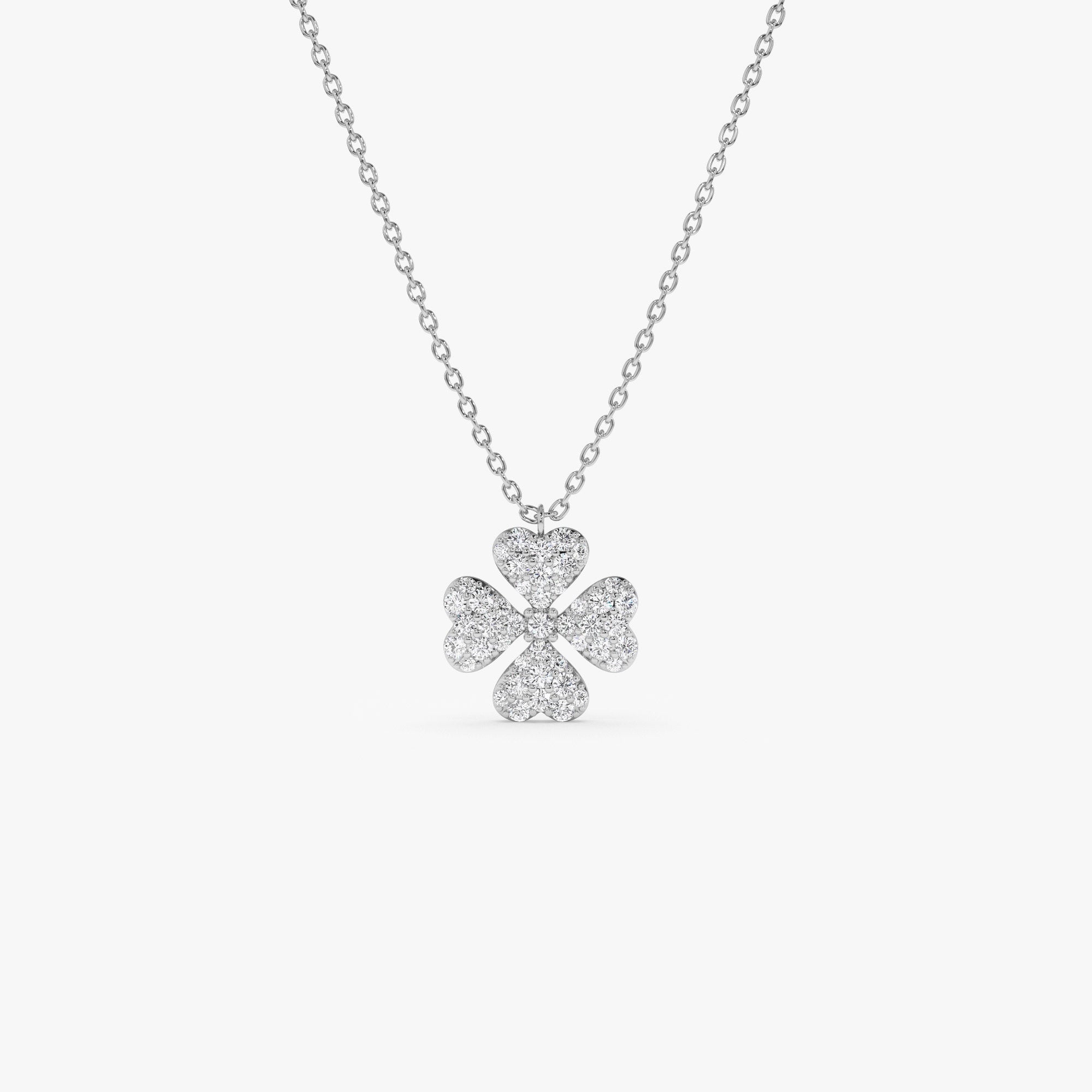 OBFJ0924 - 14K Gold Diamond Clover Necklace 7