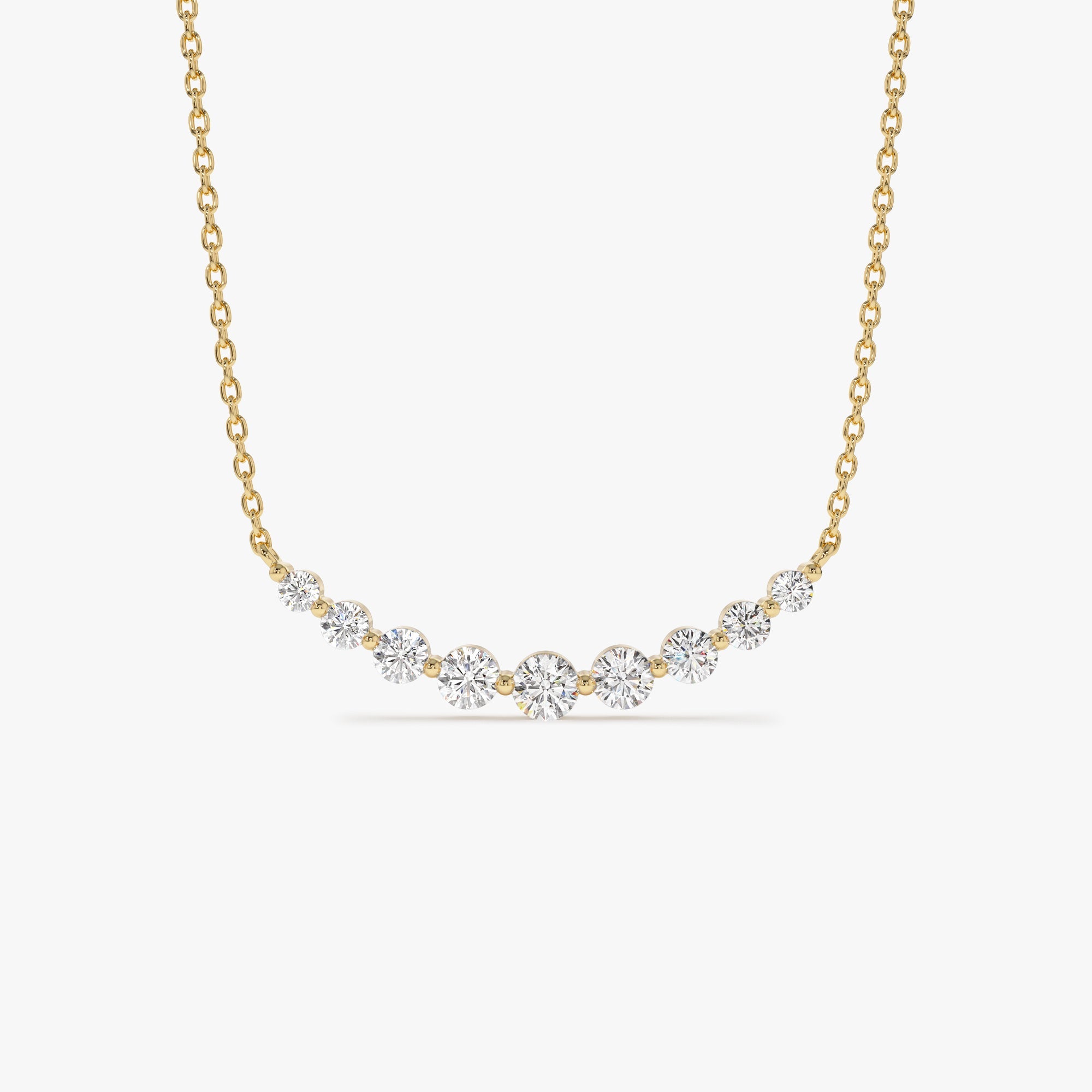 OBFJ1113 - 14K Shared Prong Curved Diamond Necklace 1