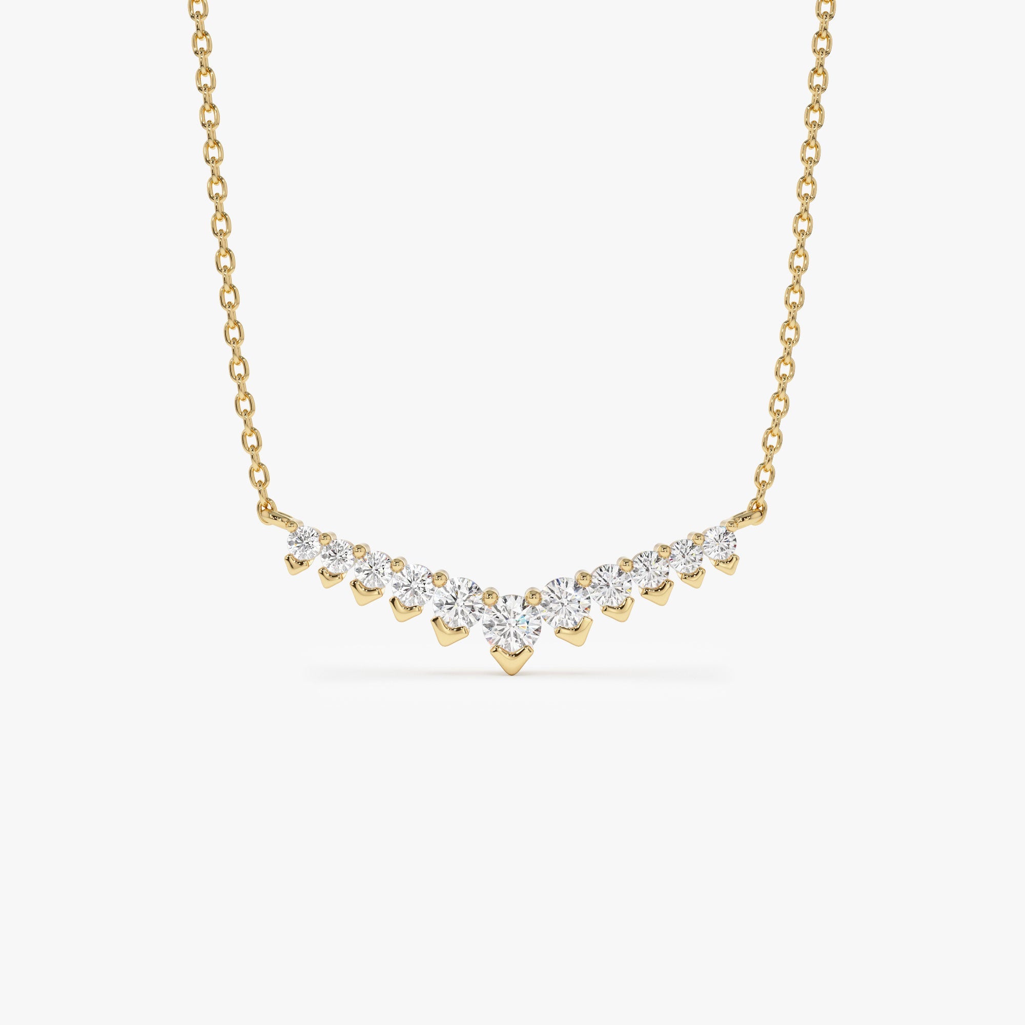 OBFJ1131 - 14k V Prong Chevron Diamond Necklace 1