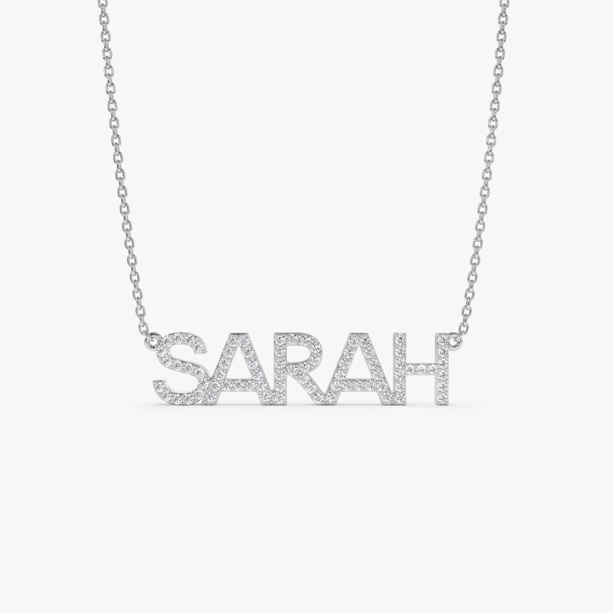 OBFJ0995 - 14K Dainty Layering Diamond Name Necklace 6