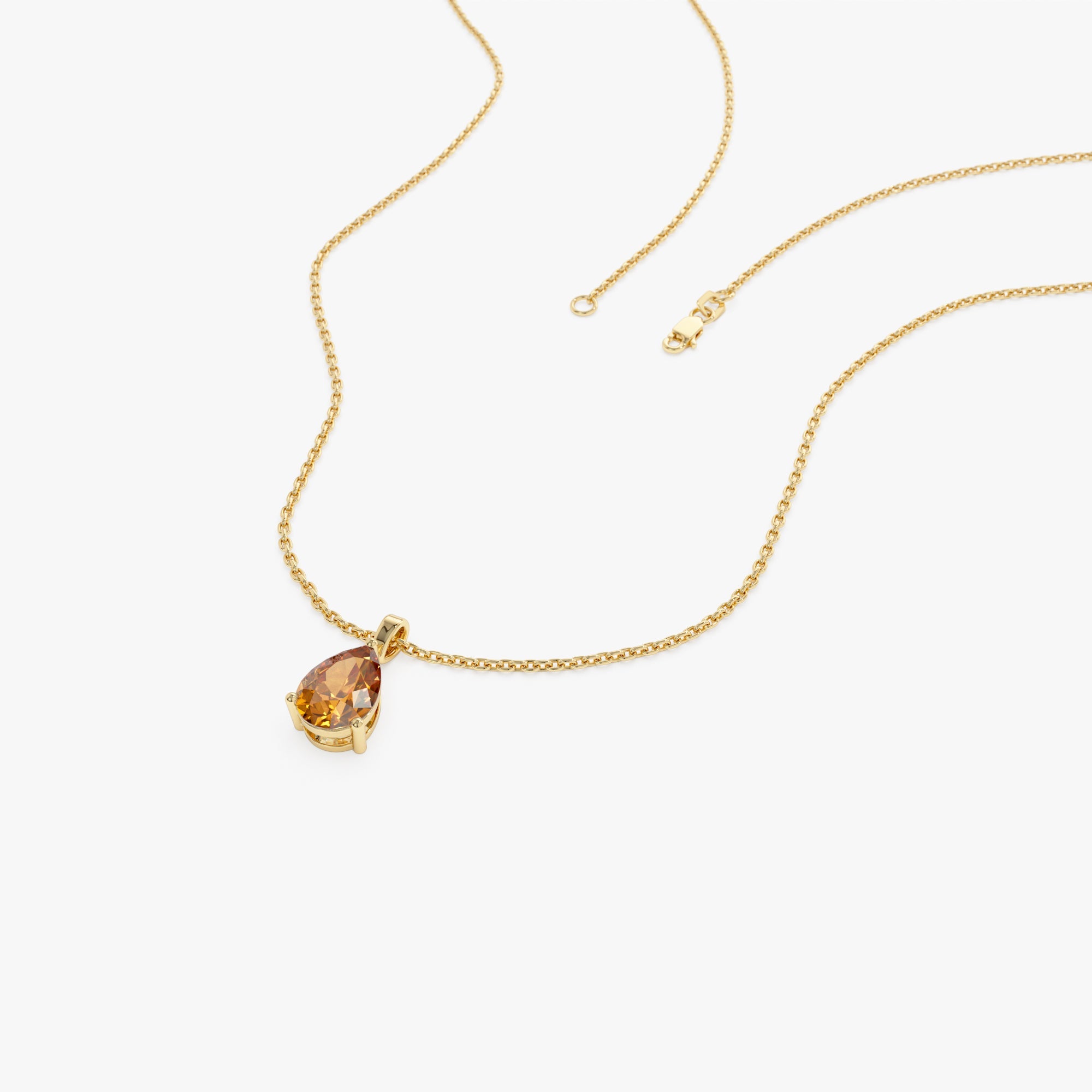 OBFJ0818 - 14k Pear Shape Citrine Solitaire Necklace 8