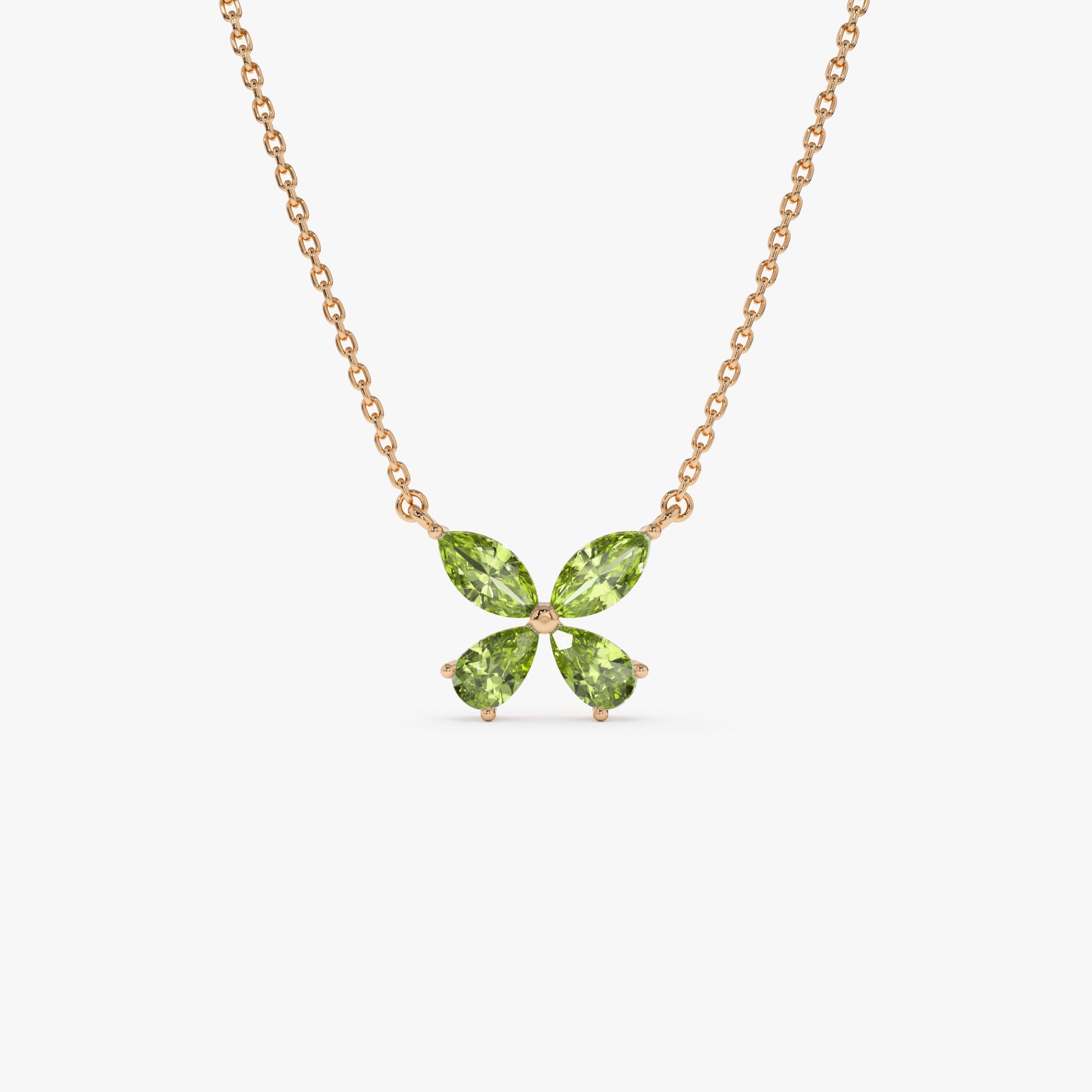 OBFJ0826 - 14K Gold Peridot Butterfly Necklace 5