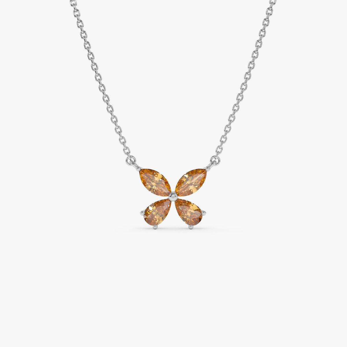 OBFJ0825 - Citrine Butterfly Necklace necklace in selectable metal and diamond options - Roselle Jewelry view 6