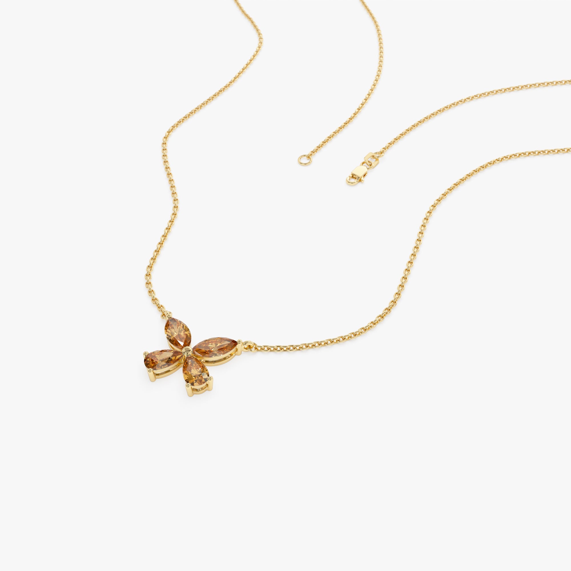 OBFJ0825 - Citrine Butterfly Necklace necklace in selectable metal and diamond options - Roselle Jewelry view 7