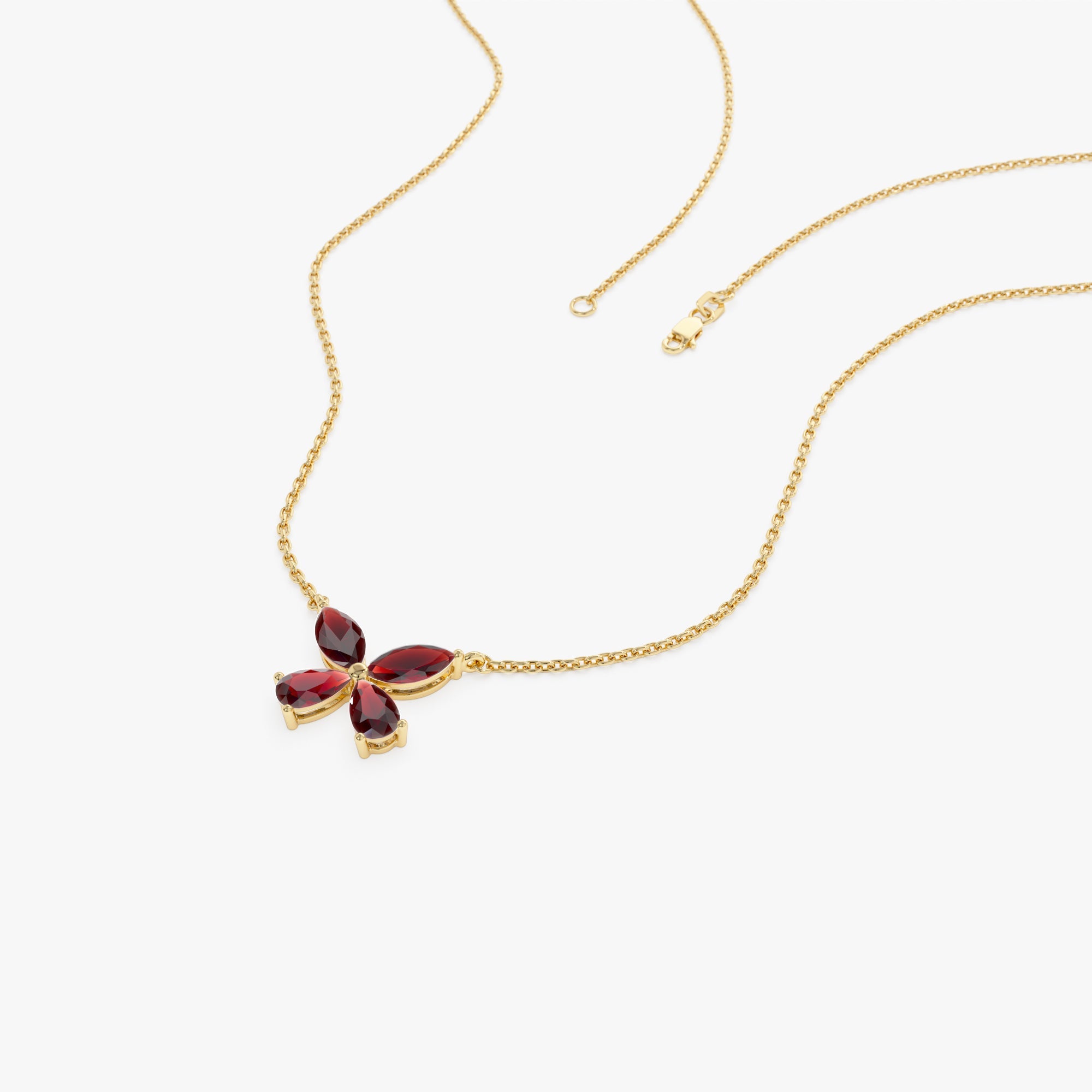 OBFJ0829 - Garnet Butterfly Necklace necklace in selectable metal and diamond options - Roselle Jewelry view 8