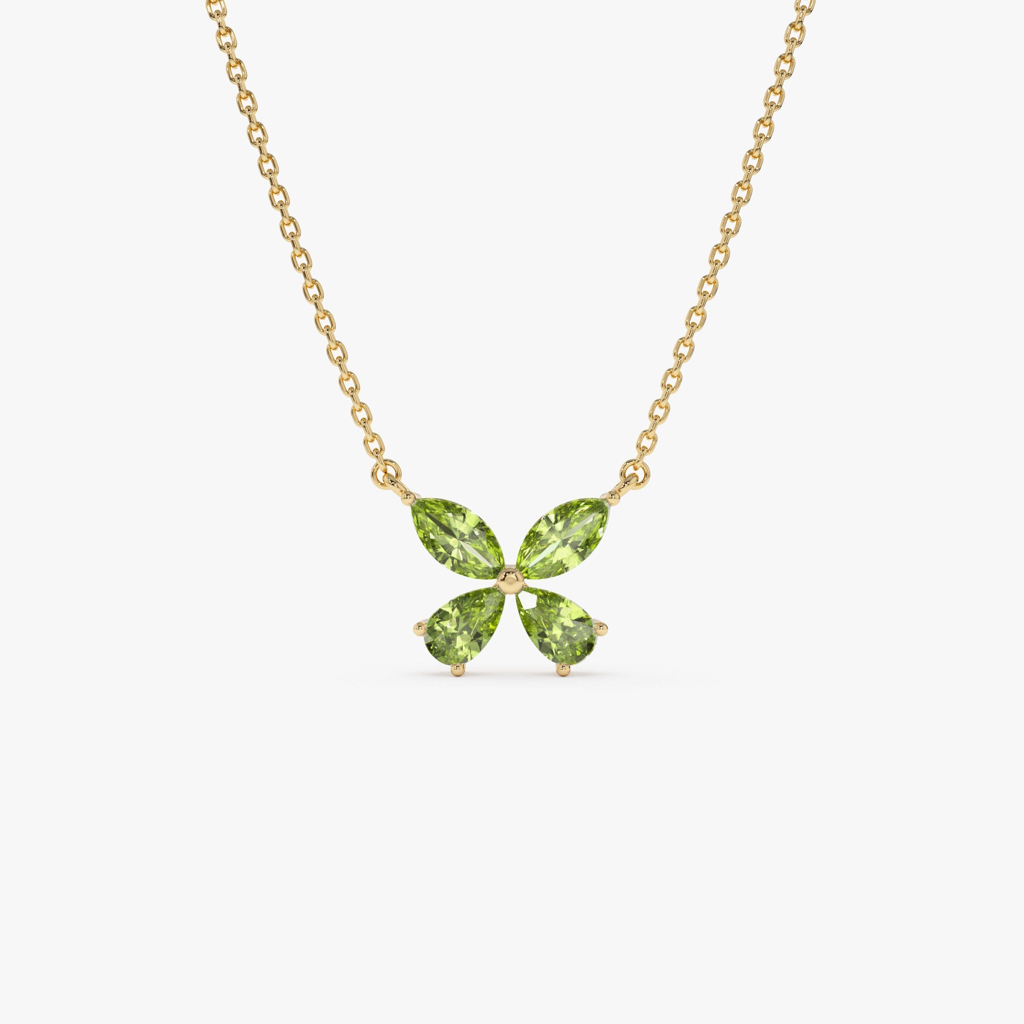 OBFJ0826 - 14K Gold Peridot Butterfly Necklace 1