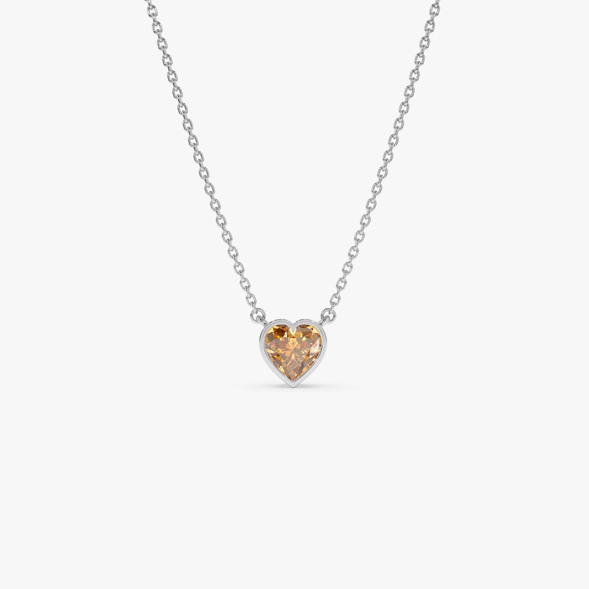 OBFJ0844 - 14K Gold Heart Shaped Citrine Layering Necklace 6