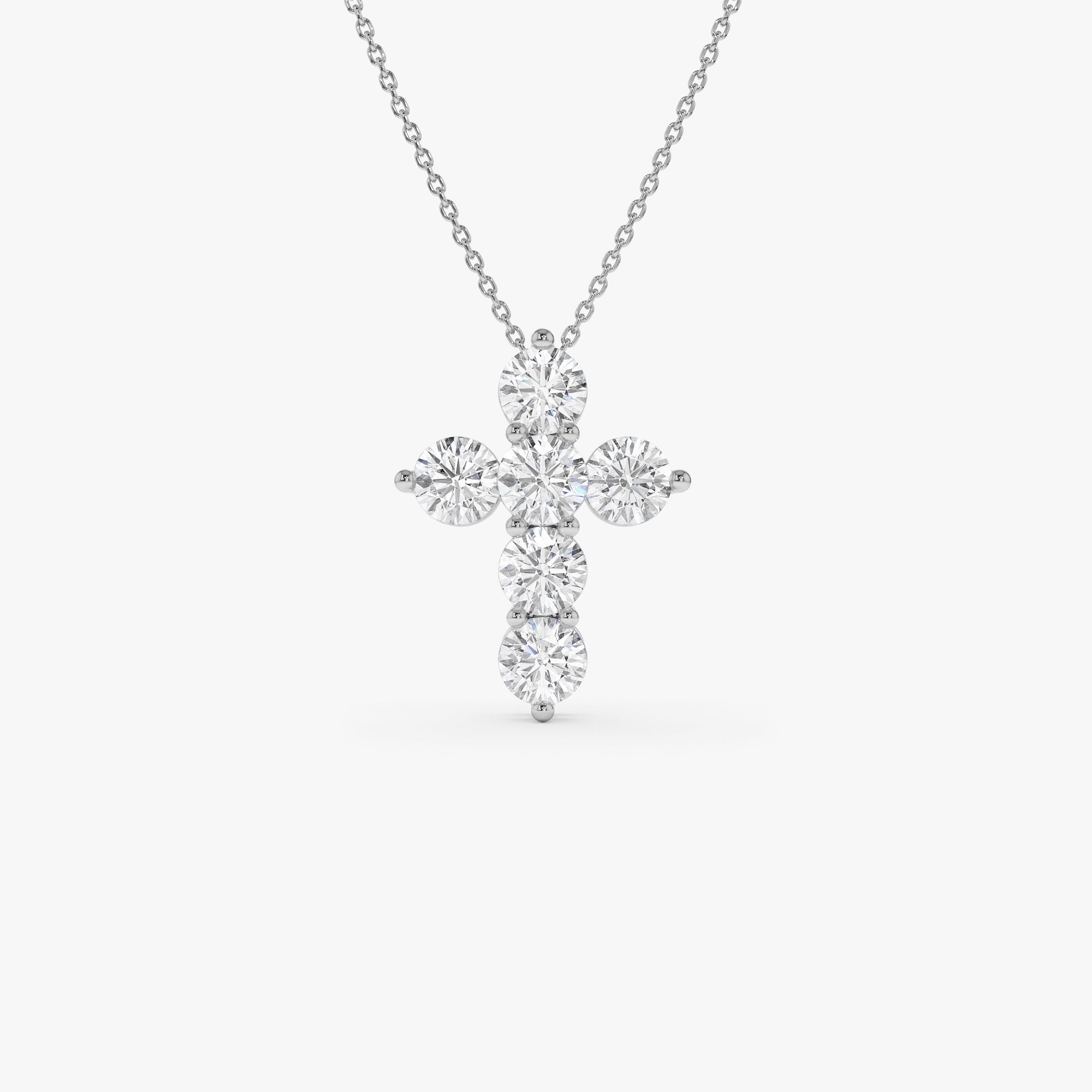 OBFJ0577 - 3.00 ctw 14k Prong Setting Round Brilliant Shape Lab Grown Diamond Cross - Isra 8