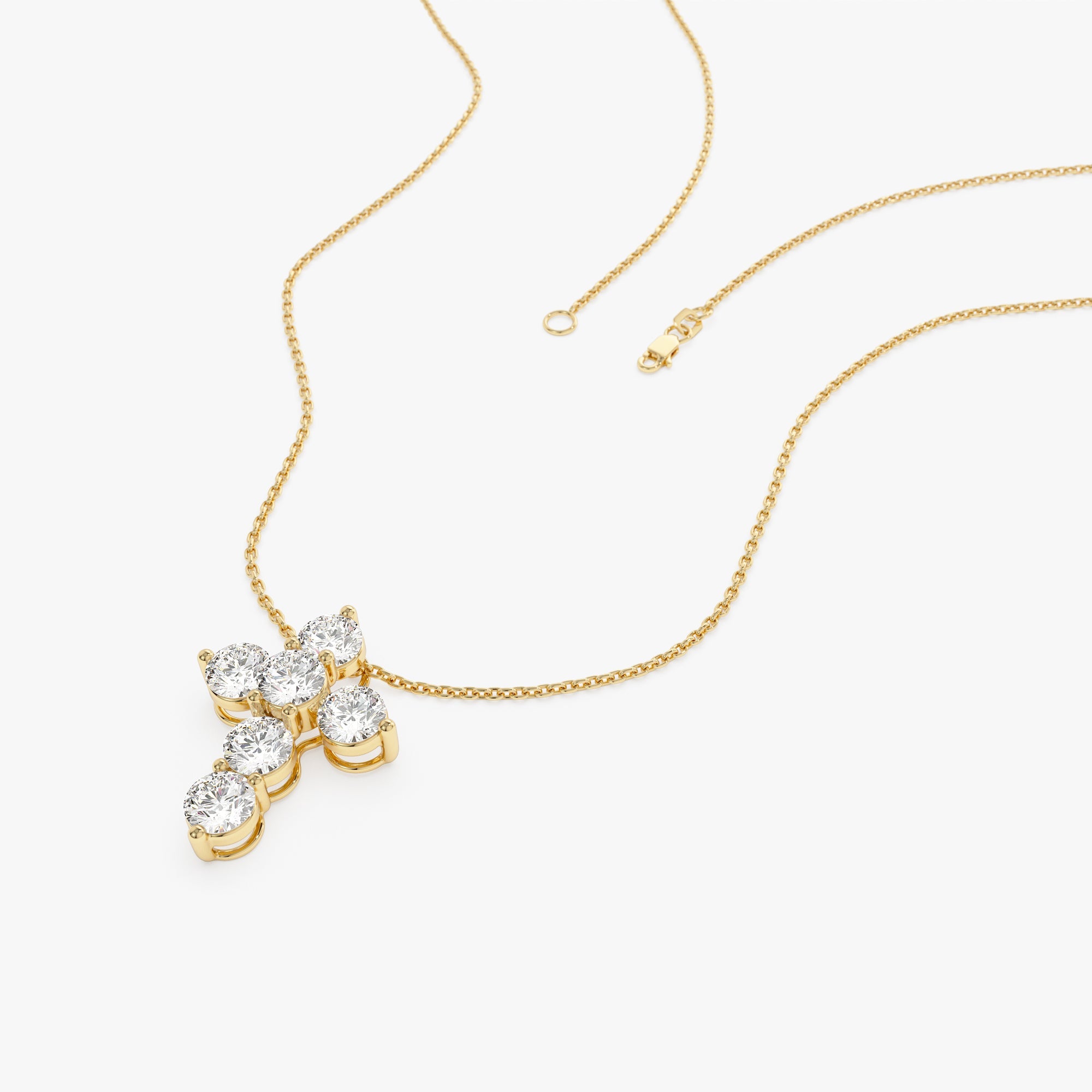 OBFJ0577 - 3.00 ctw 14k Prong Setting Round Brilliant Shape Lab Grown Diamond Cross - Isra 9