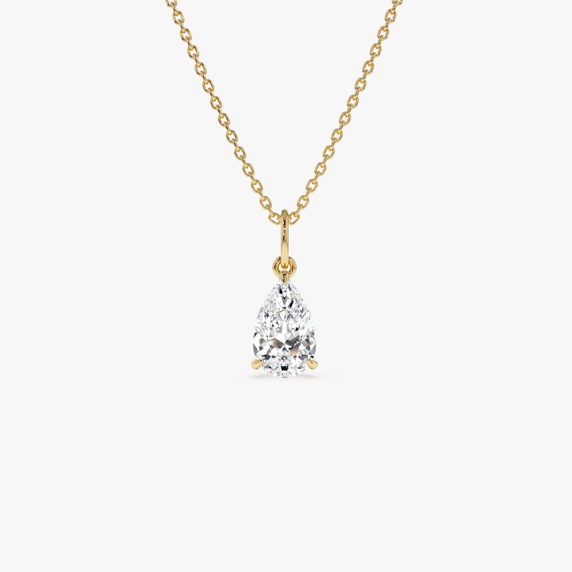 OBFJ0423 - 1.00 Ctw 14k Pear Shaped Lab Grown Diamond Classic Charm Necklace - Rita 1