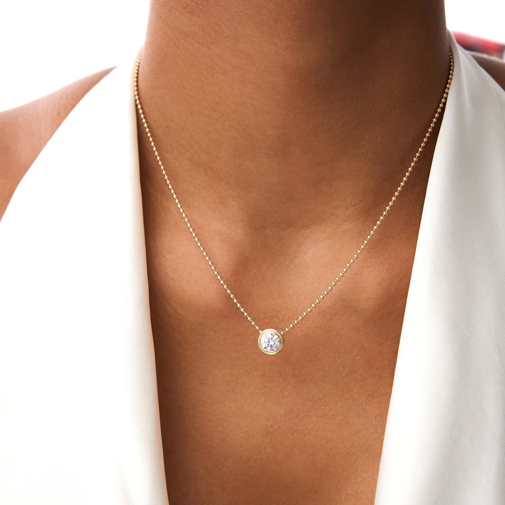 OBFJ0391 - 0.75 Ctw 14k Gold Round Lab Diamond Beaded Necklace - Ina 3