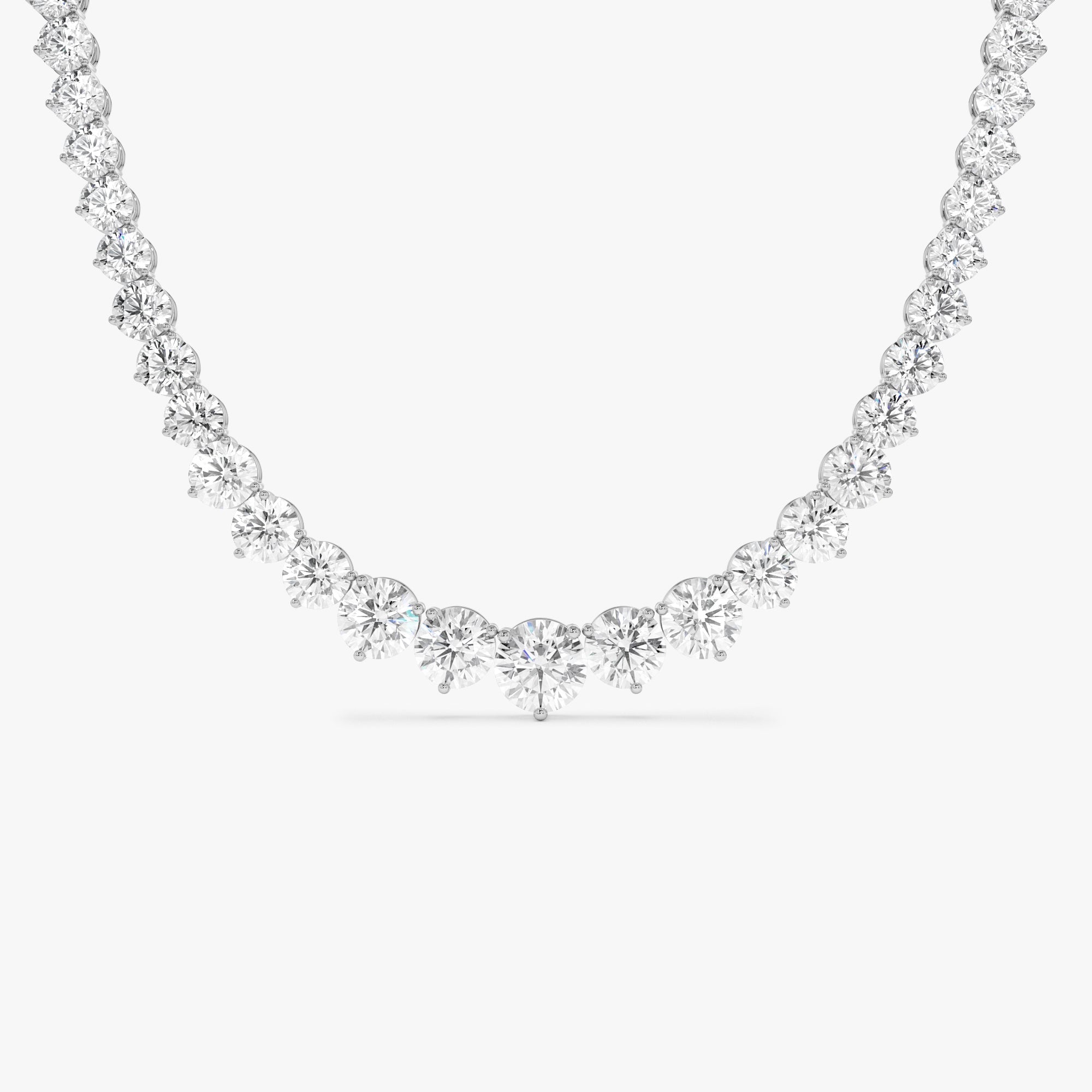 OBFJ0442 - 15.45ctw 14k Round Shaped Lab Grown Graduating Diamond Tennis Necklace - Noor 4