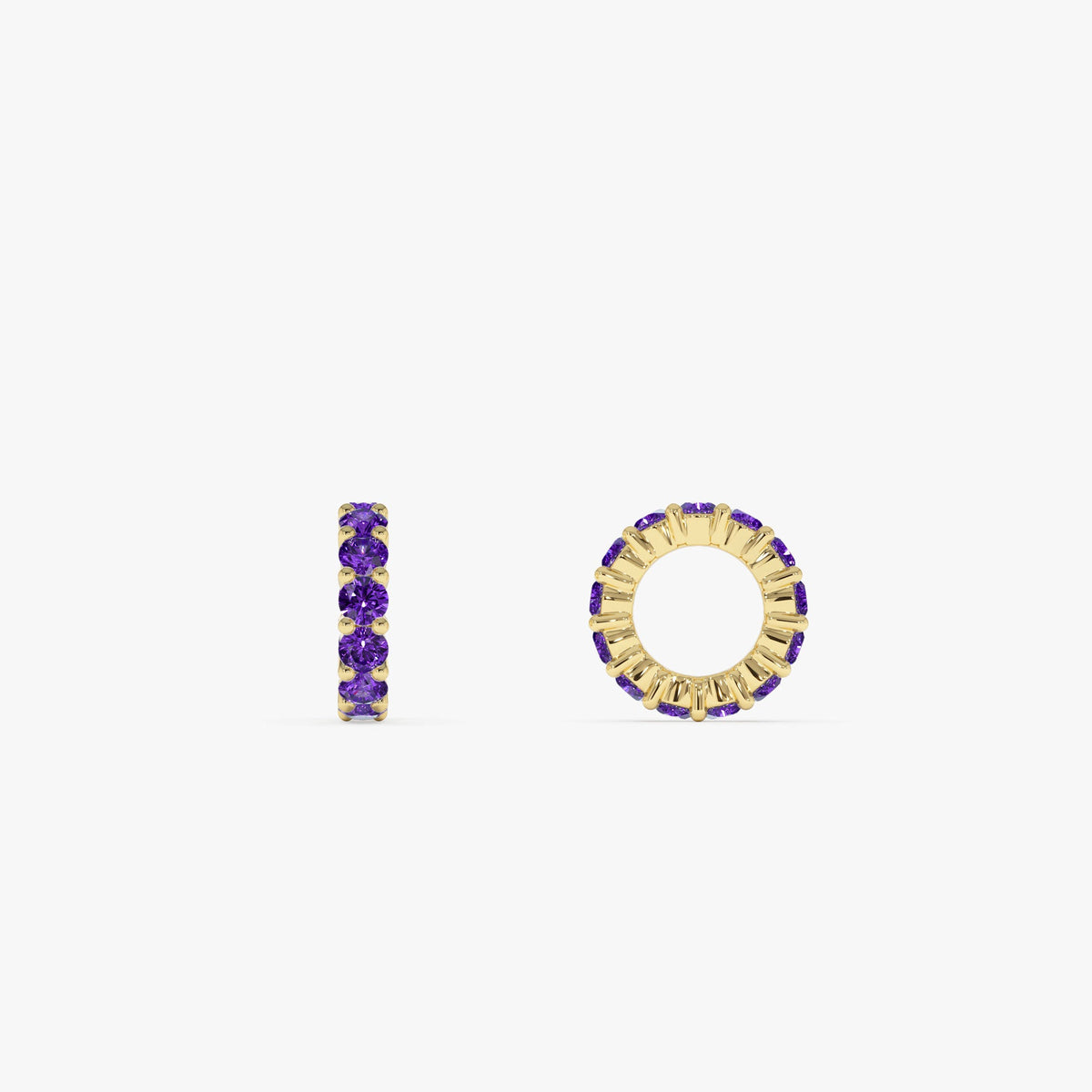 OBFJ0249 - Amethyst Rondelle Charm necklace in selectable metal and diamond options - Roselle Jewelry view 1