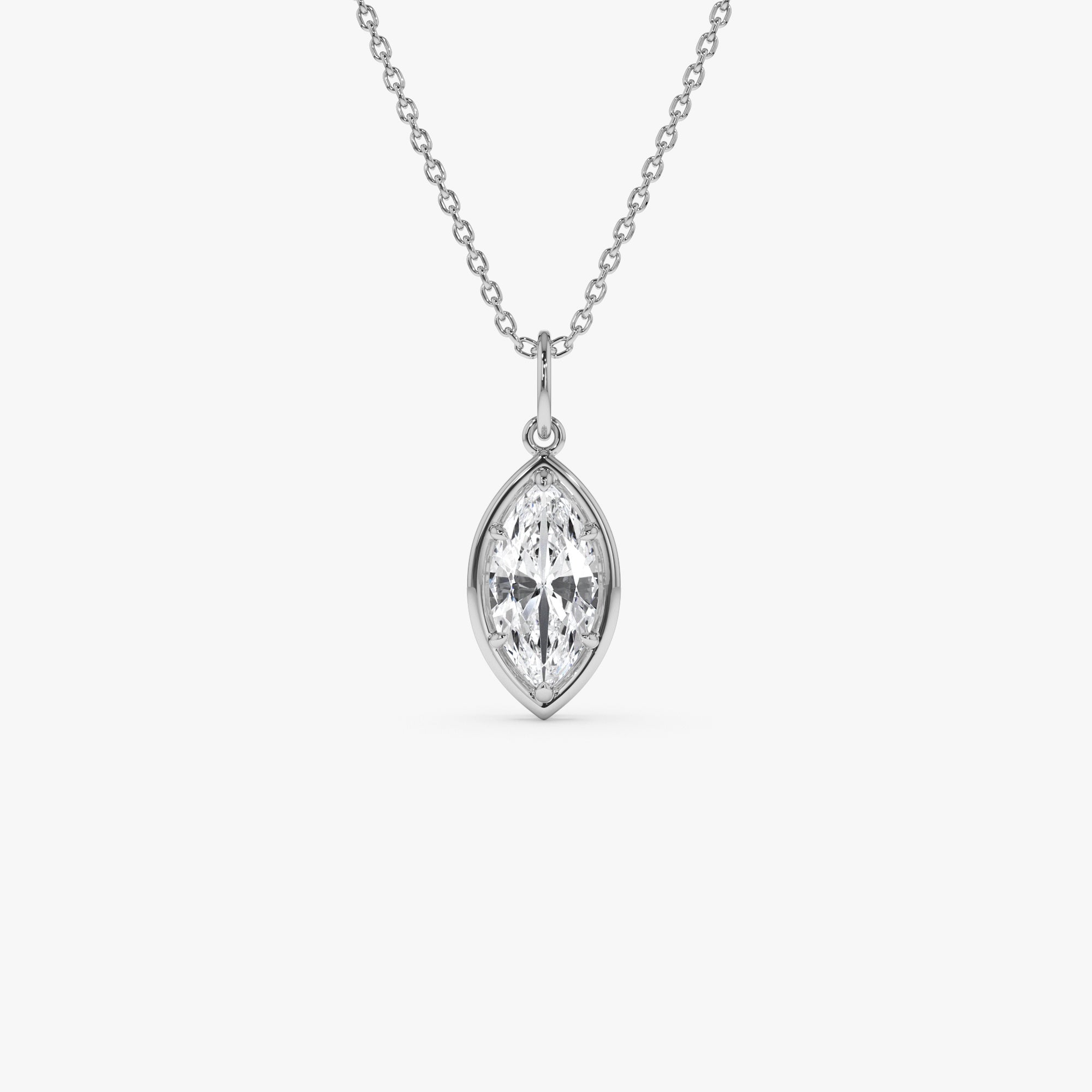 OBFJ0266 - 1 CTW 14k  Marquise Shape Lab Grown Diamond Pendant Necklace - Daku 2