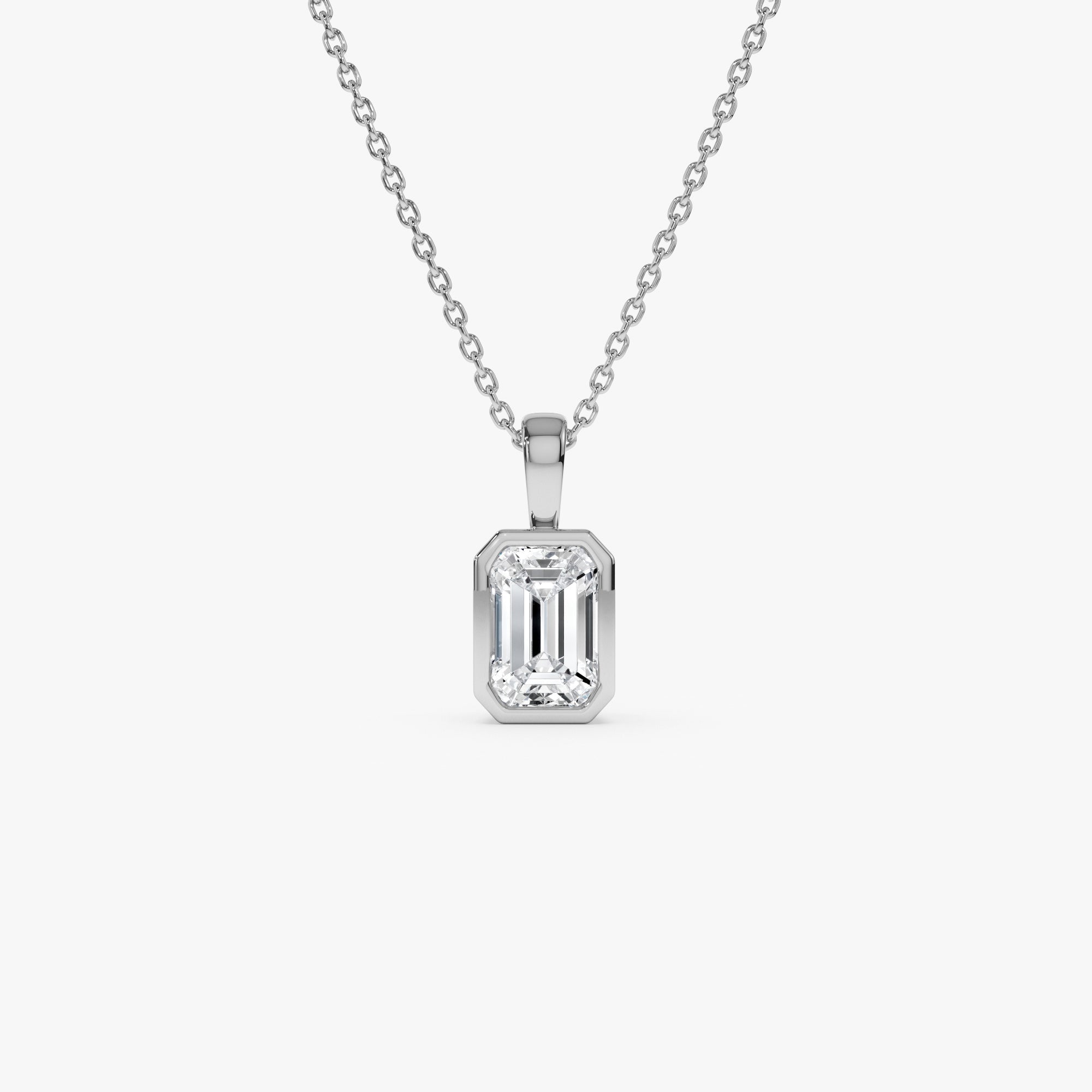 OBFJ0260 - 1 CTW 14K Lab Grown Bezel Set Emerald Cut Diamond Charm - Yana 2