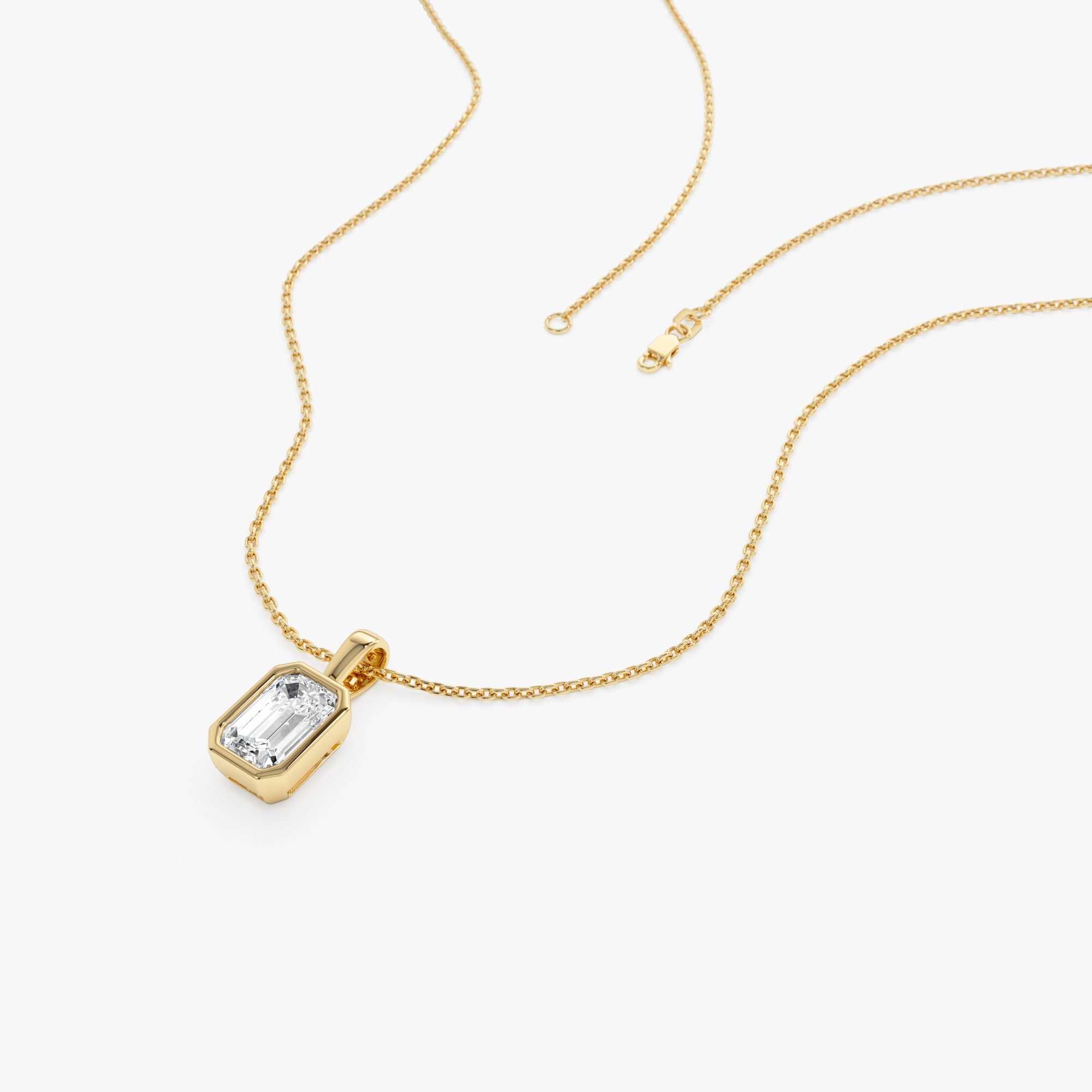 OBFJ0260 - 1 CTW 14K Lab Grown Bezel Set Emerald Cut Diamond Charm - Yana 3