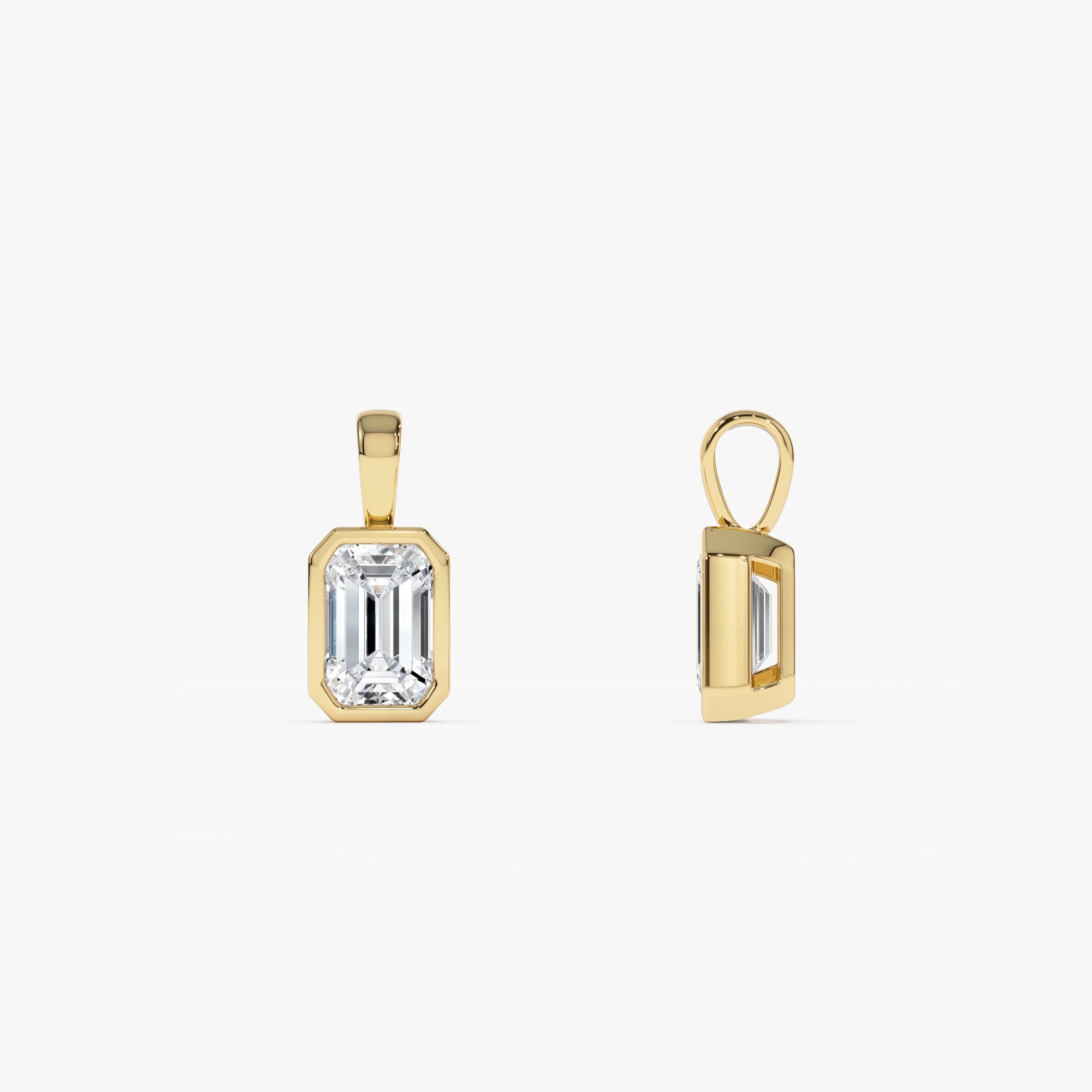 OBFJ0260 - 1 CTW 14K Lab Grown Bezel Set Emerald Cut Diamond Charm - Yana 4