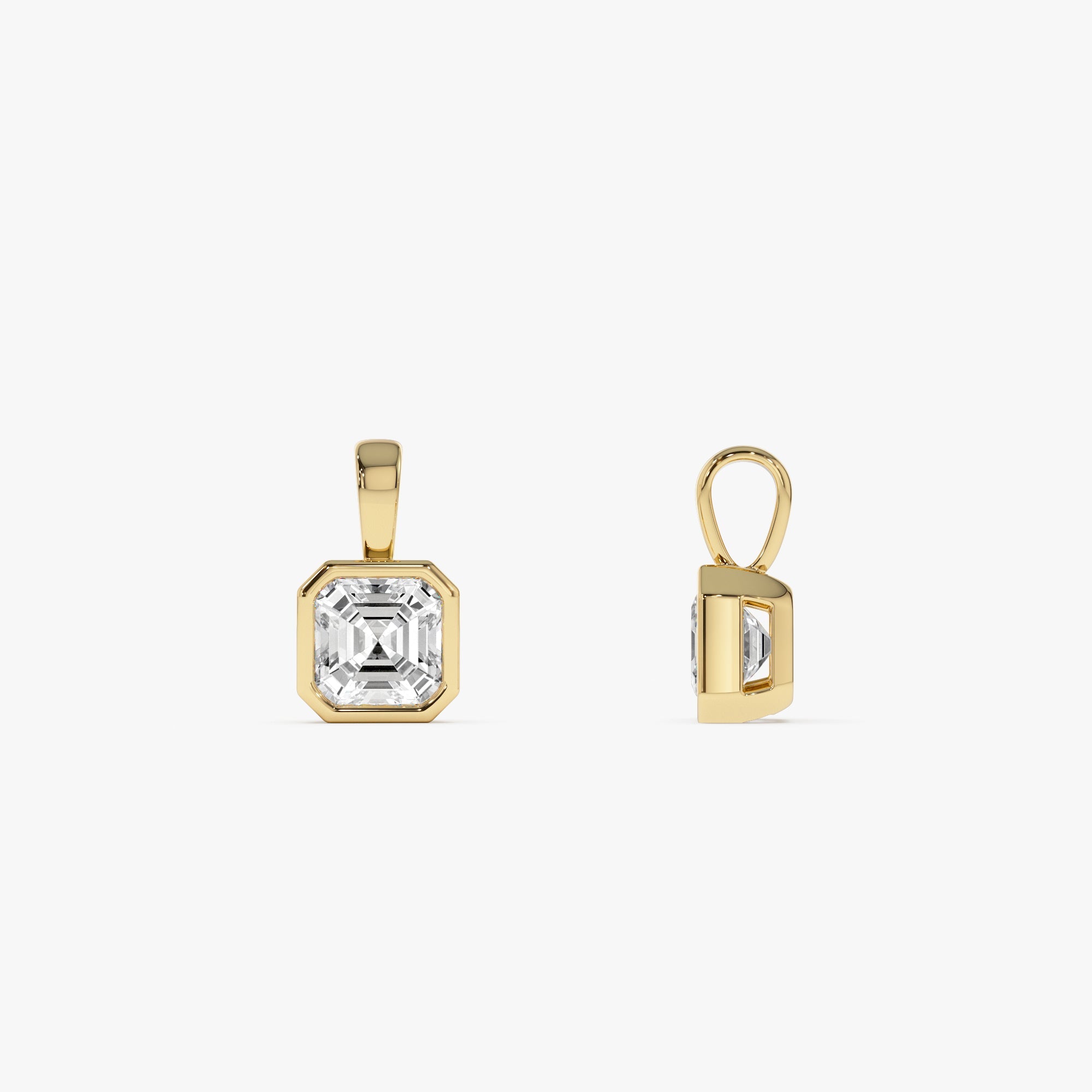 OBFJ0259 - 1 CTW 14K Lab Grown Bezel Set Asscher Cut Diamond Charm - Yana 4