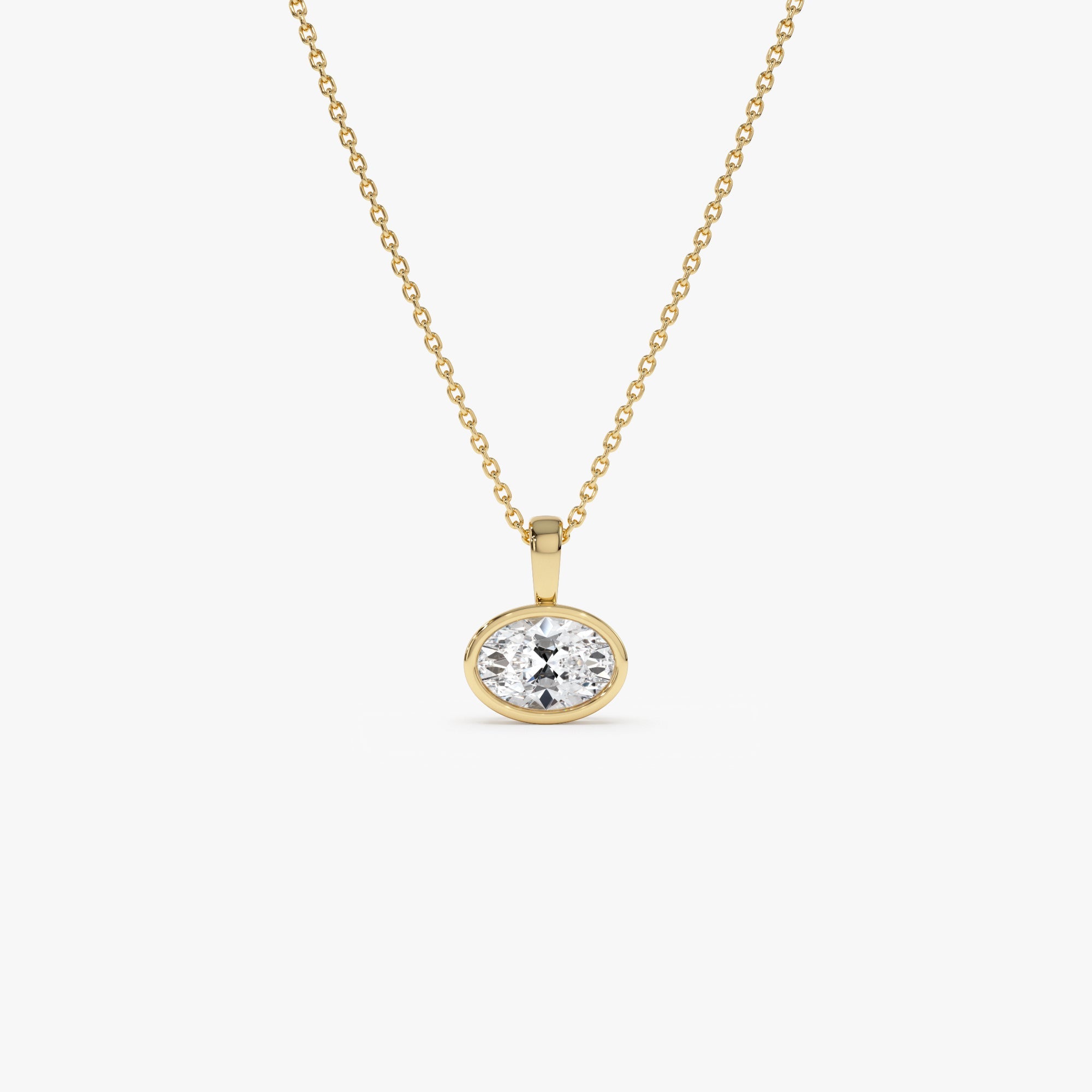 OBFJ0257 - 1 CTW 14K West to East Oval Shape Lab Grown Diamond Charm - Yana 1